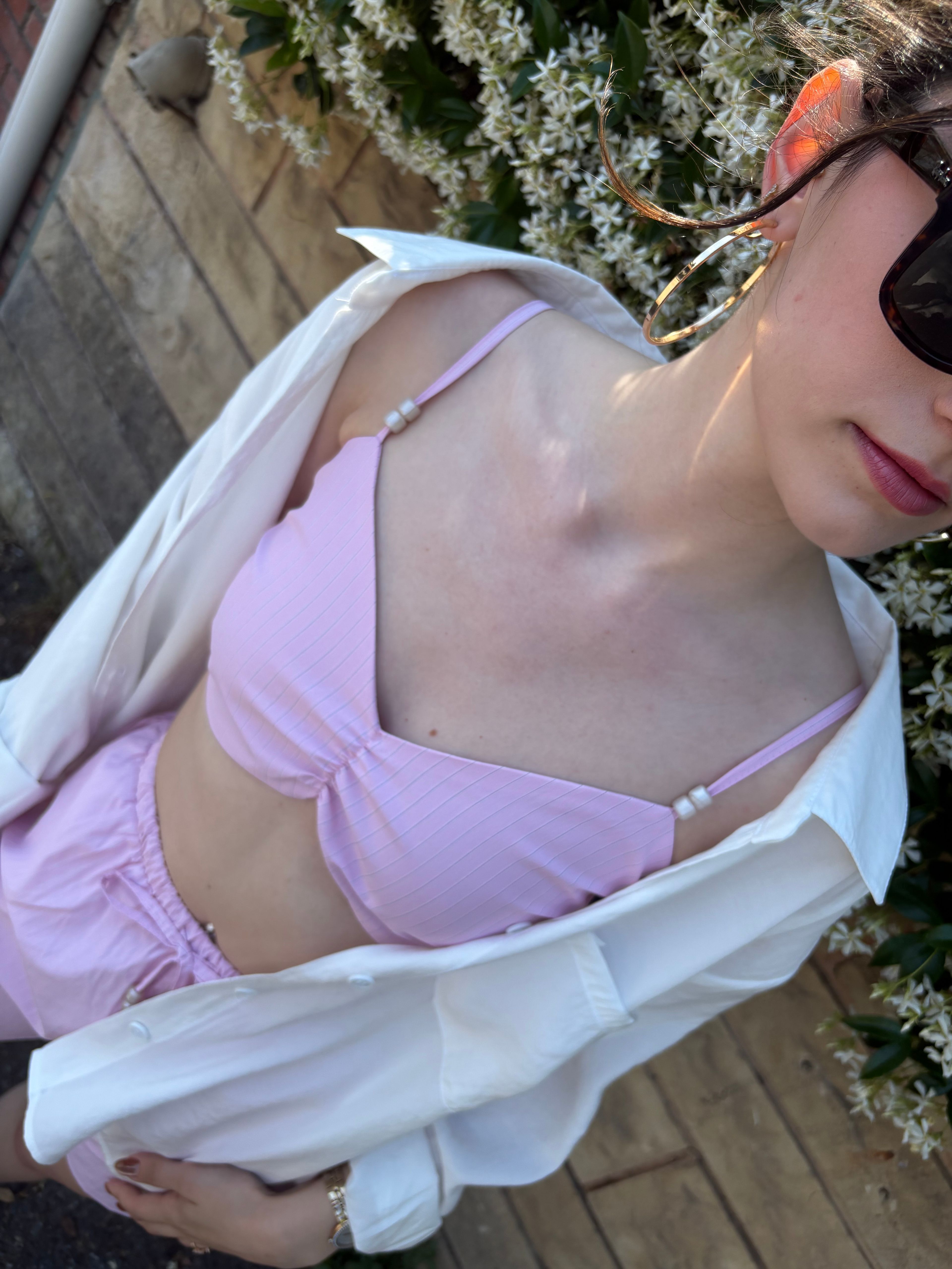 Pembe Poplin Şortlu Takım