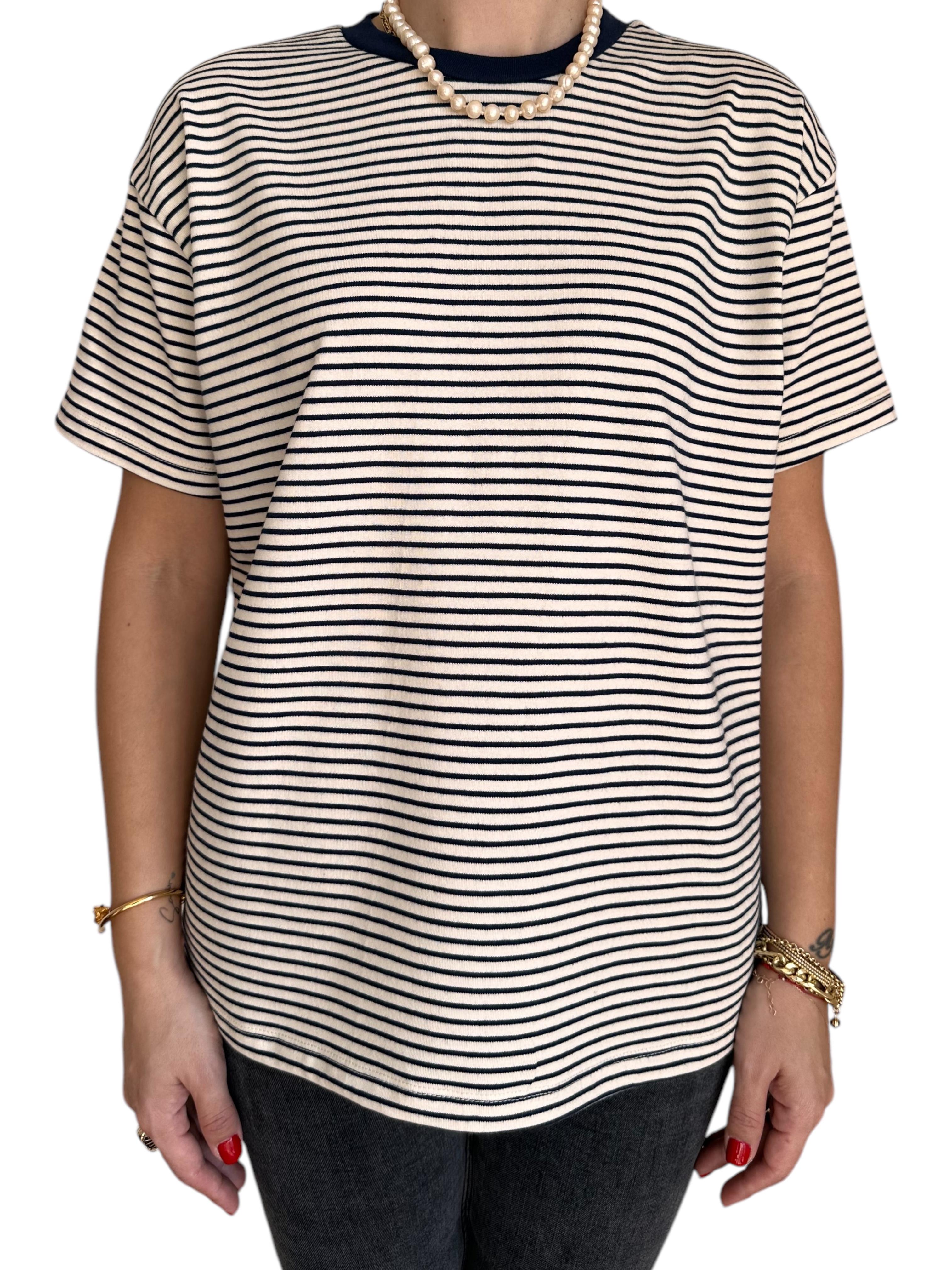 Lacivert Çizgili T-Shirt