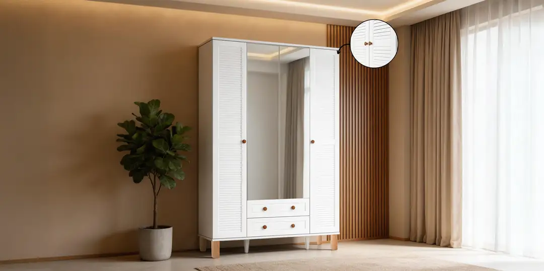 Country Life Plus Aynalı Dört Kapaklı Dolap