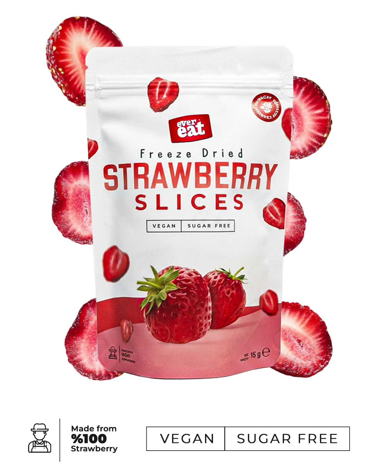 Ever Eat | Dondurularak Kurutulmuş Dilim Çilek 15 Gr