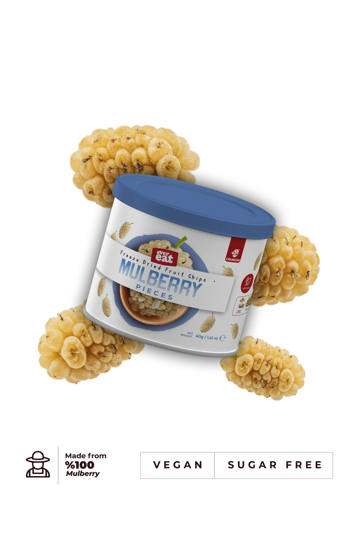 Dondurularak Kurutulmuş Dut Taneleri - Sağlıklı Atıştırmalık, Freeze Dry Yöntemiyle Üretilmiş