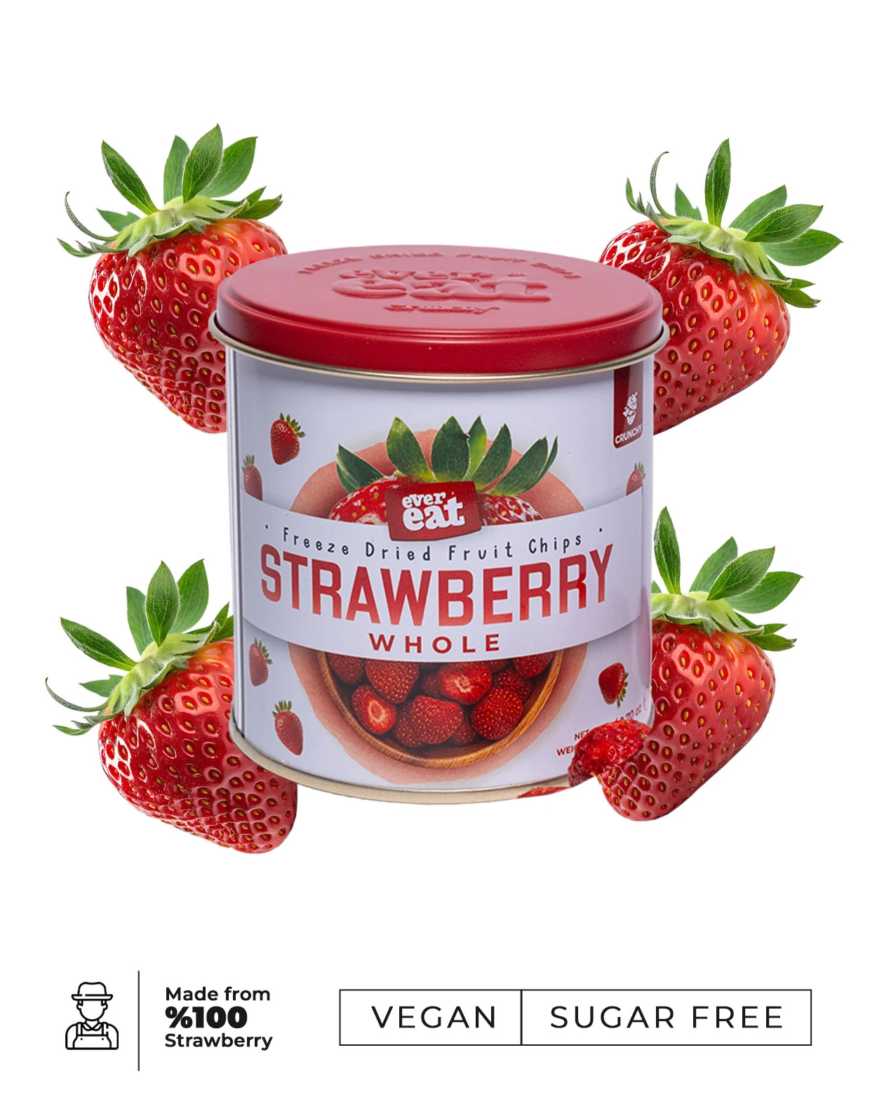Ever Eat Premium | Dondurularak Kurutulmuş Bütün Çilek 20 Gr