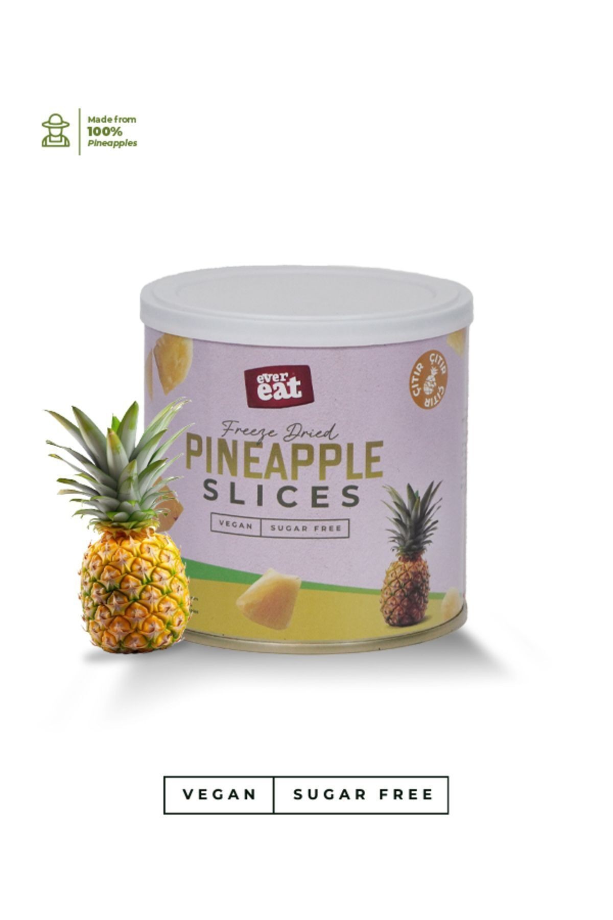 Dondurularak Kurutulmuş Ananas Taneleri - Sağlıklı Atıştırmalık, Freeze Dry Yöntemiyle Üretilmiş