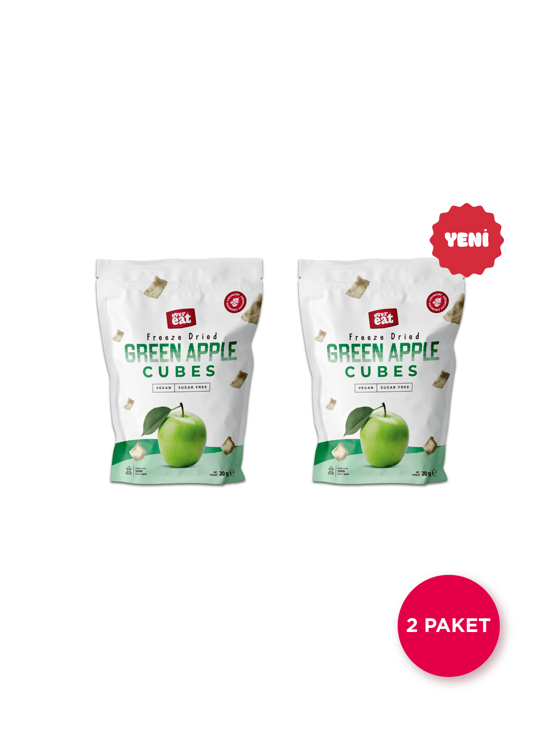 EverEat Elma Kuru Meyve Cipsi 20 G X 2 Adet Dondurularak Kurutulmuş Meyve