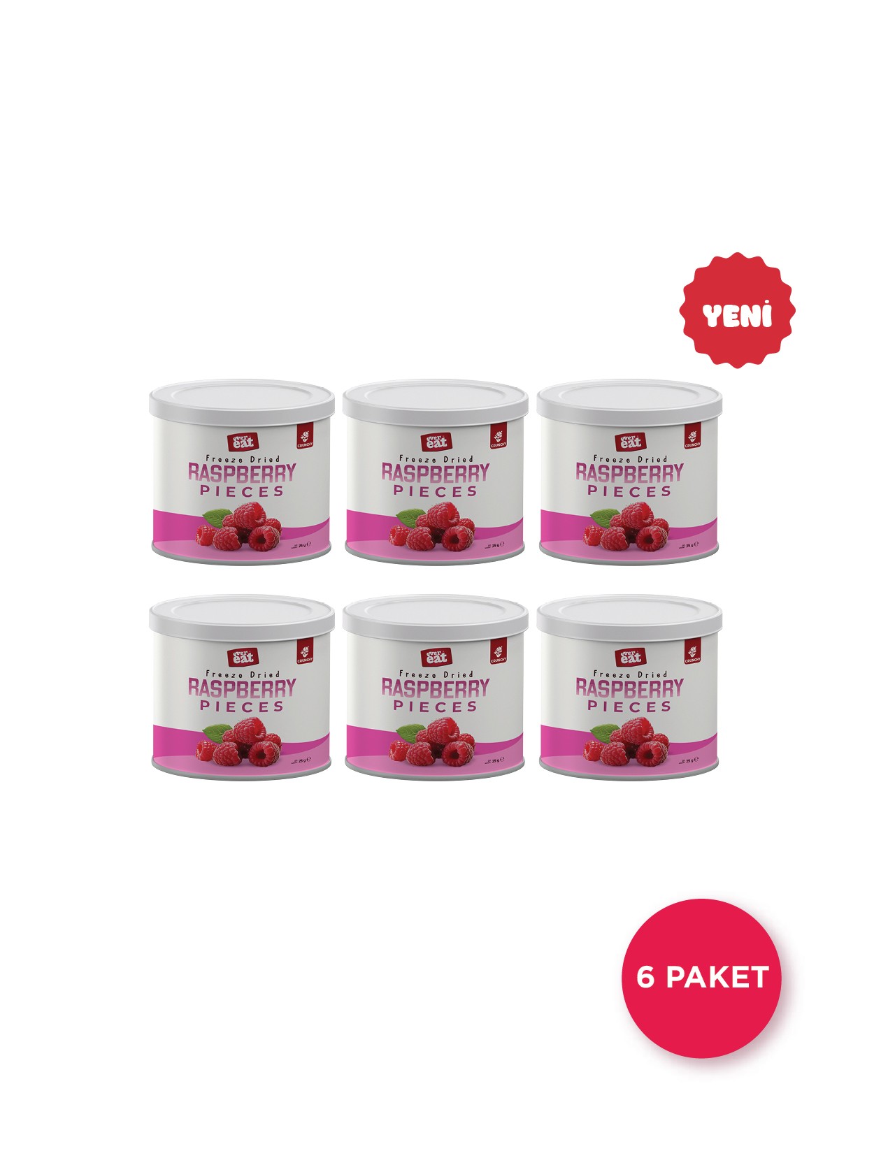 Dondurularak Kurutulmuş Ahududu Taneleri Çoklu Paket- Sağlıklı Atıştırmalık, Freeze Dry 6'lı