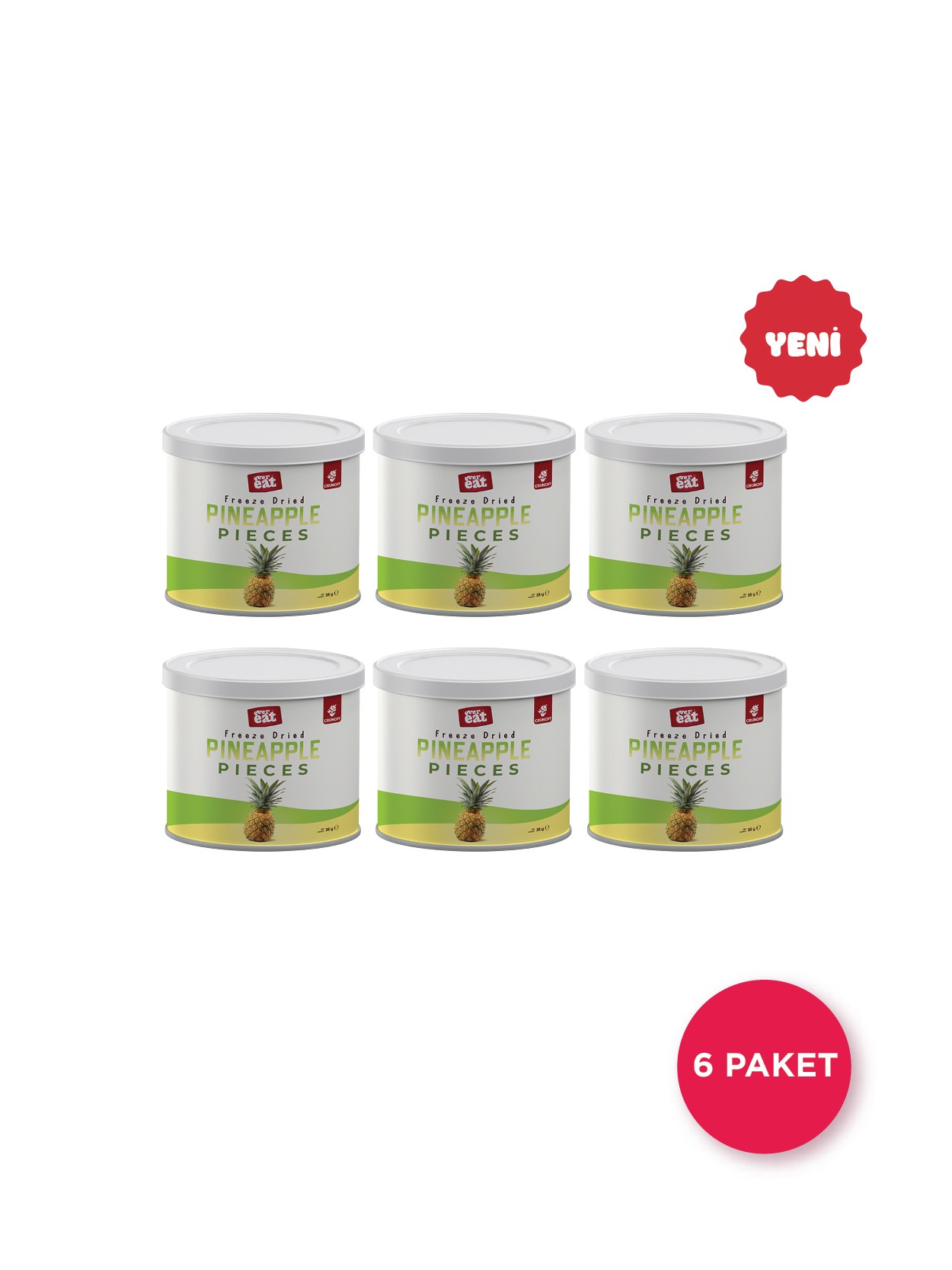 Dondurularak Kurutulmuş Ananas Taneleri Çoklu Paket- Sağlıklı Atıştırmalık, Freeze Dry 6'lı