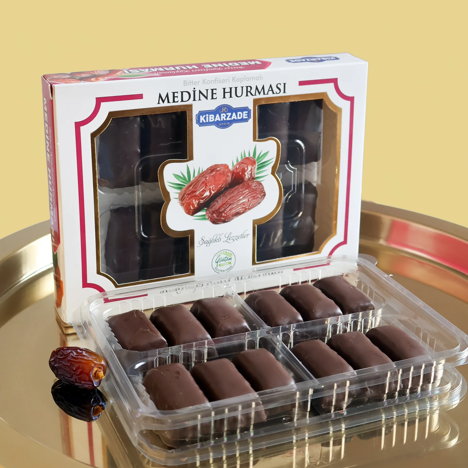 Bitter Konfiseri Kaplamalı Şekerleme - Motifli Seri | Çikolatalı Medine Hurması