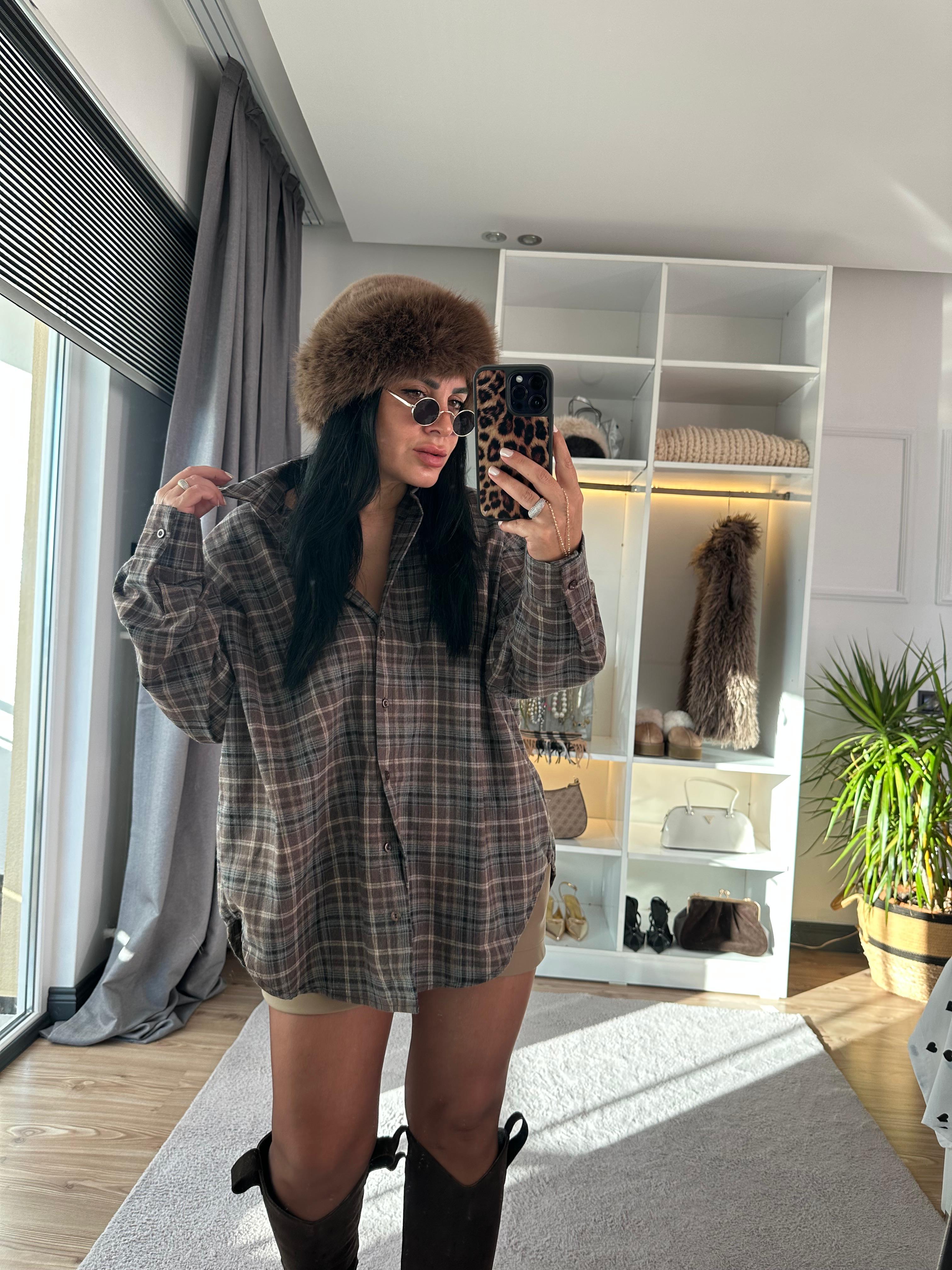 KAHVERENGİ EKOSE GÖMLEK