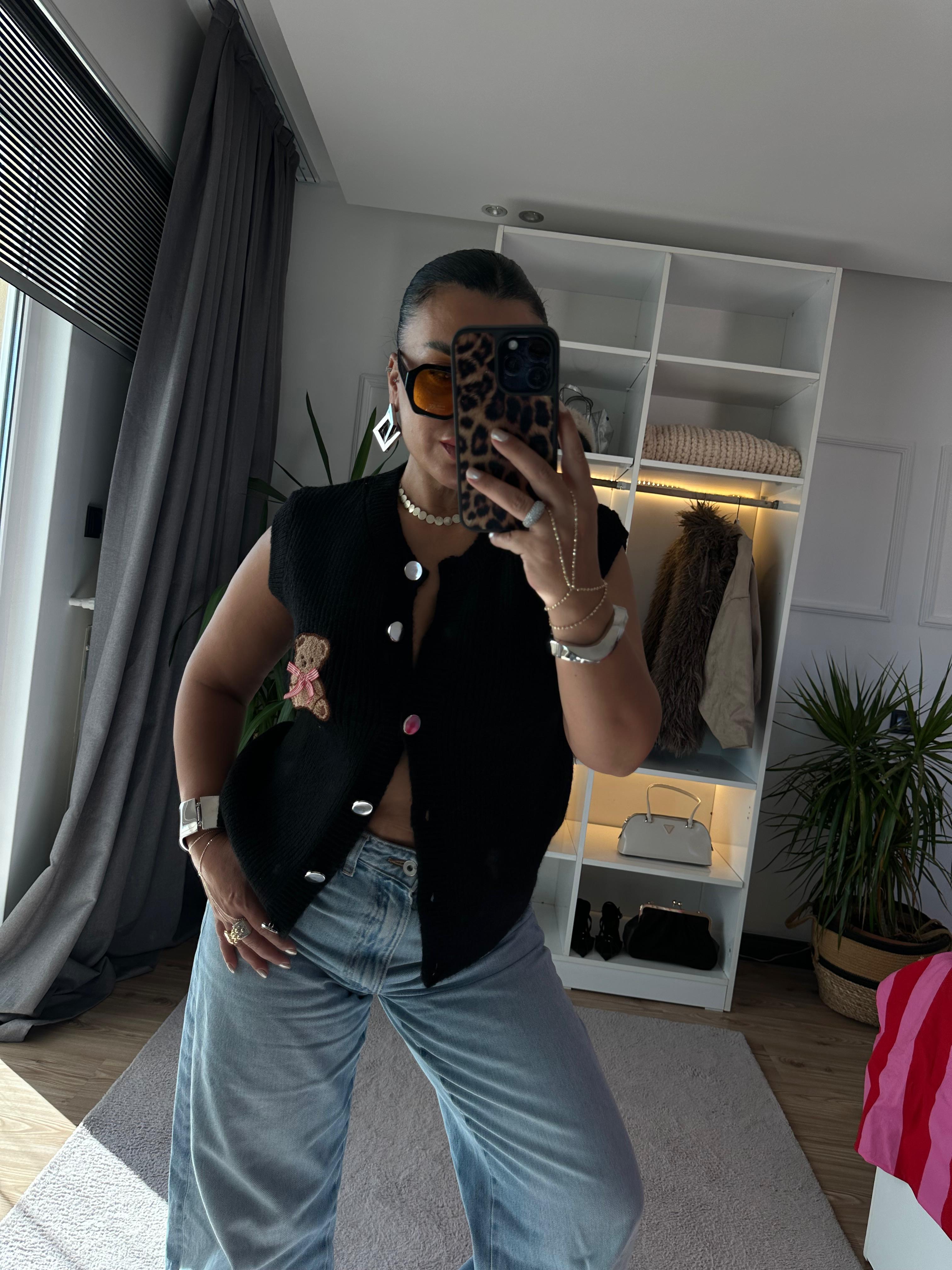 AYICIKLI TRİKO YELEK SİYAH