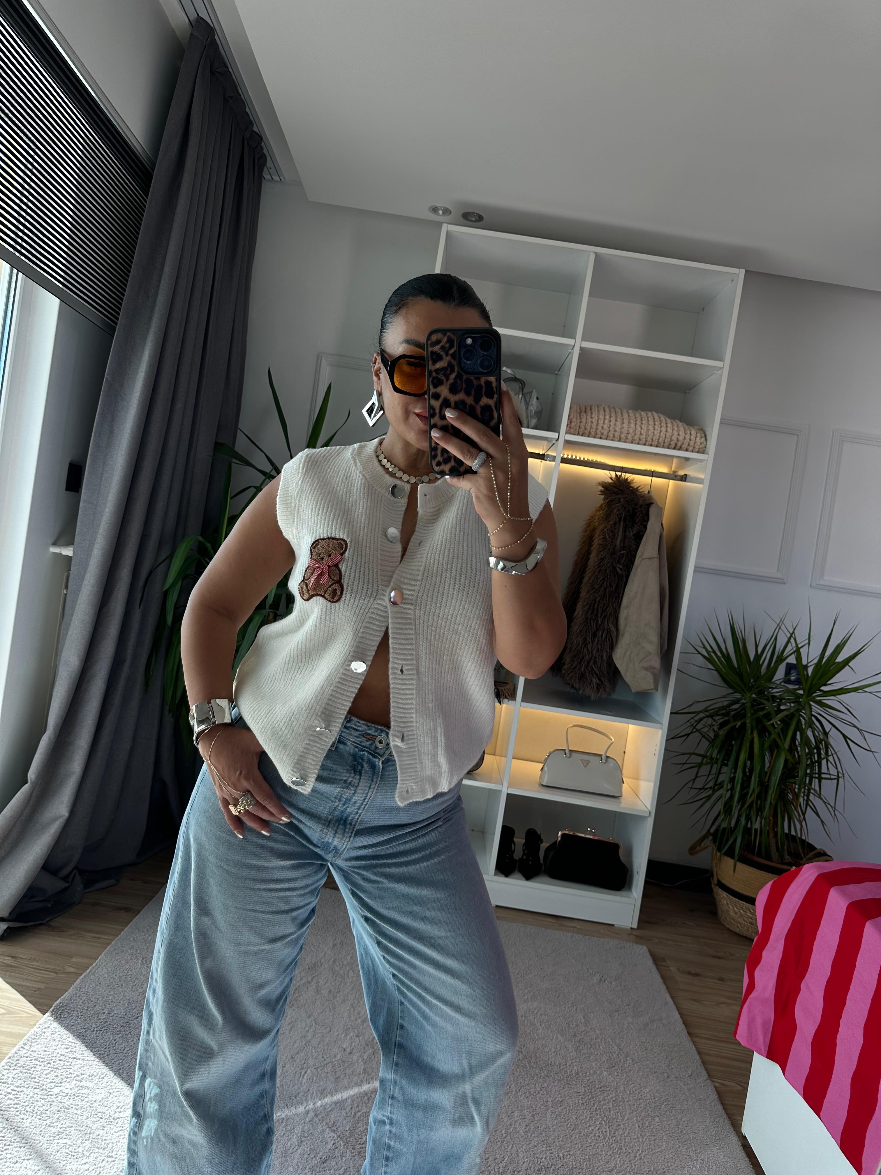 AYICIKLI TRİKO YELEK BEYAZ 