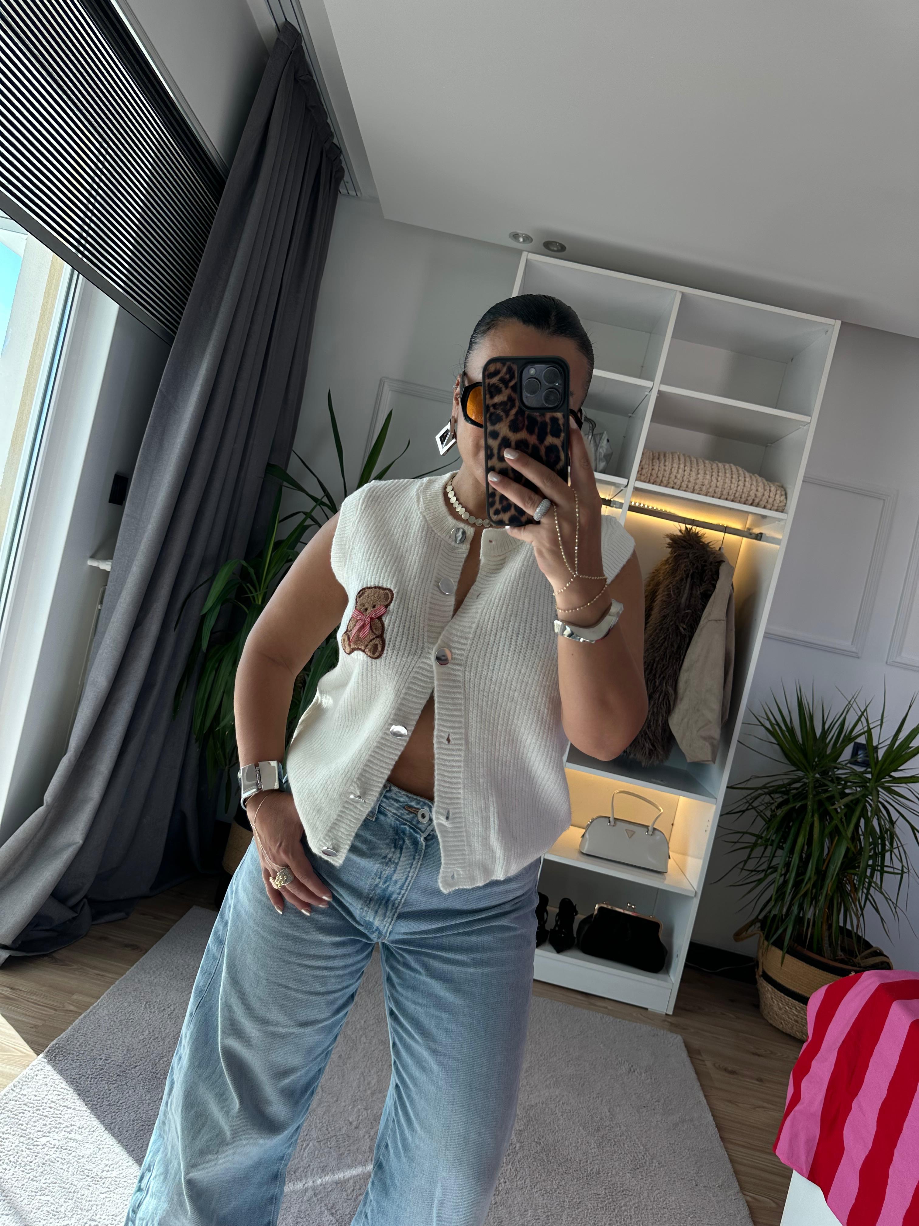 AYICIKLI TRİKO YELEK BEYAZ 