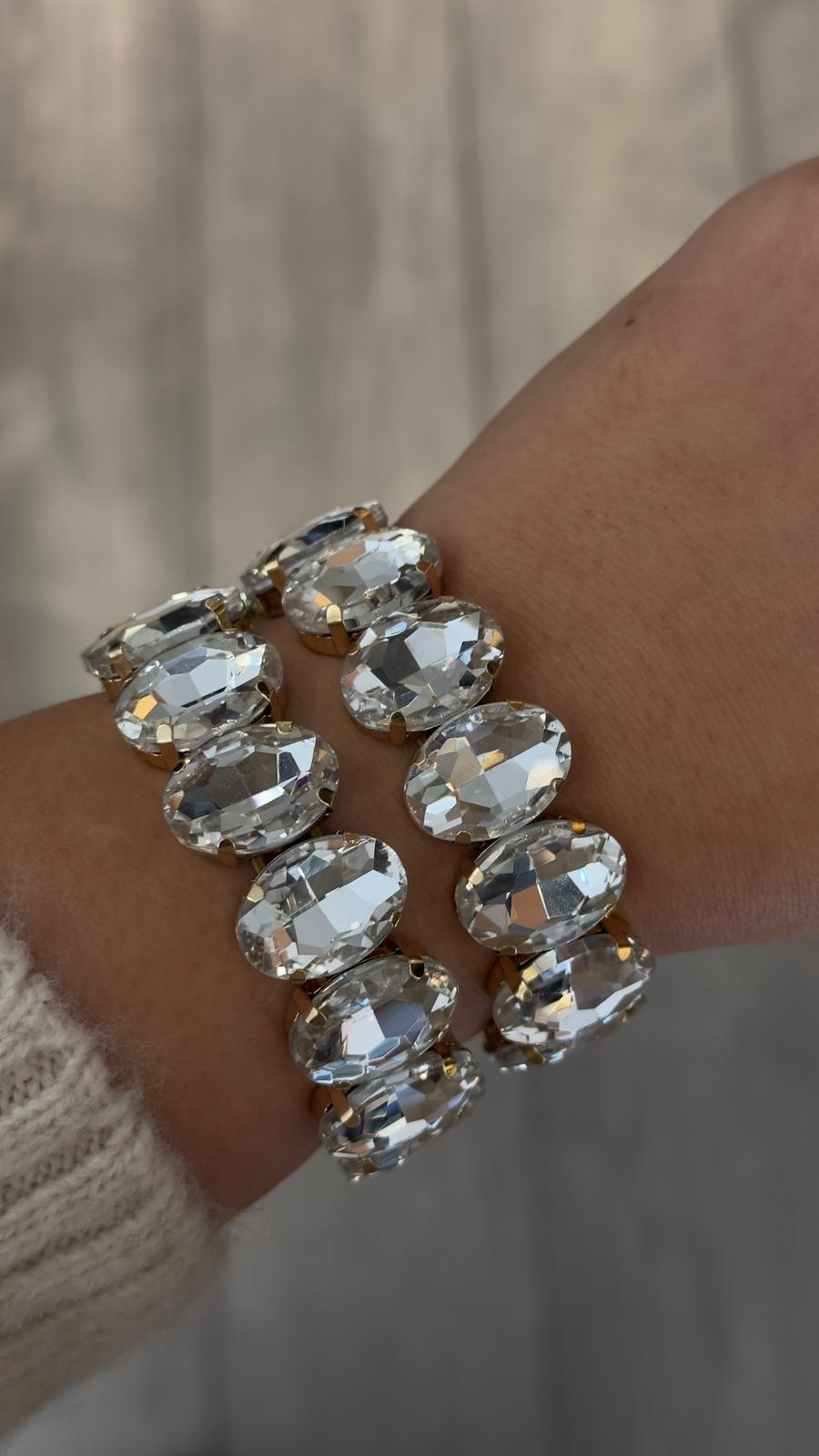 KRİSTAL OVAL TAŞLI LASTİK BİLEKLİK