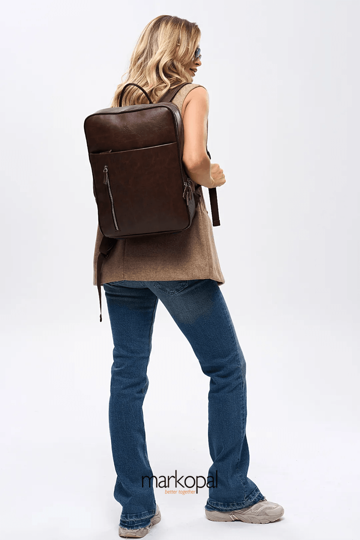 Organizer Premium Deri Sırt Laptop Çantası Unisex