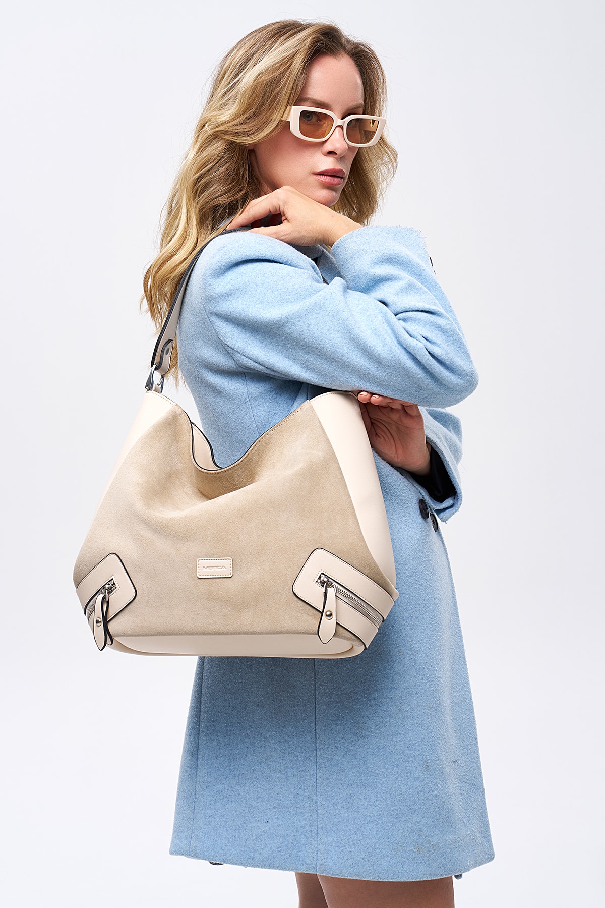 MORCA Hakiki Süet Salaş Tote Kadın Omuz Çantası IZG2200-1