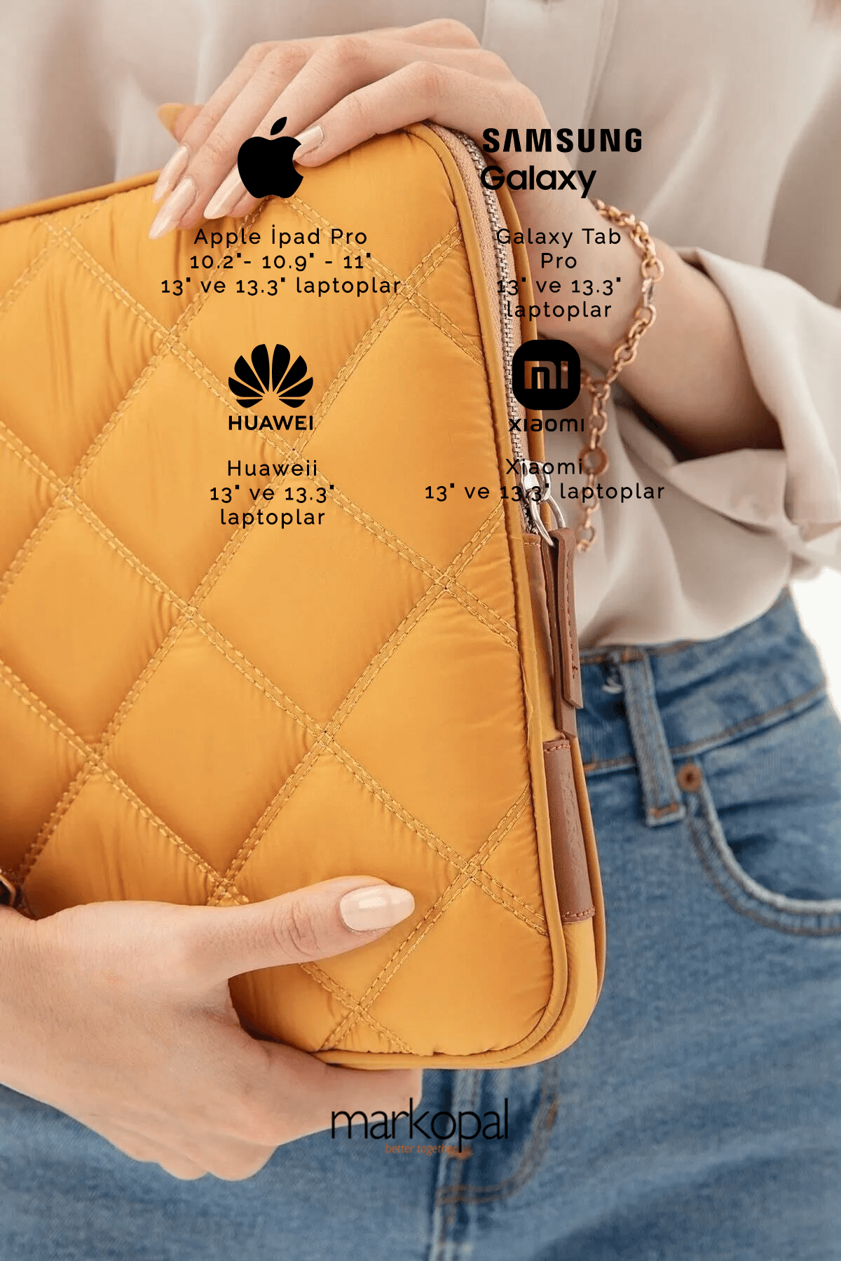 Morca Unisex Macbook Air Pro 13 & 13.3Inç Su Geçirmez Kumaş Laptop Kılıfı Kapitone IZG2010-1