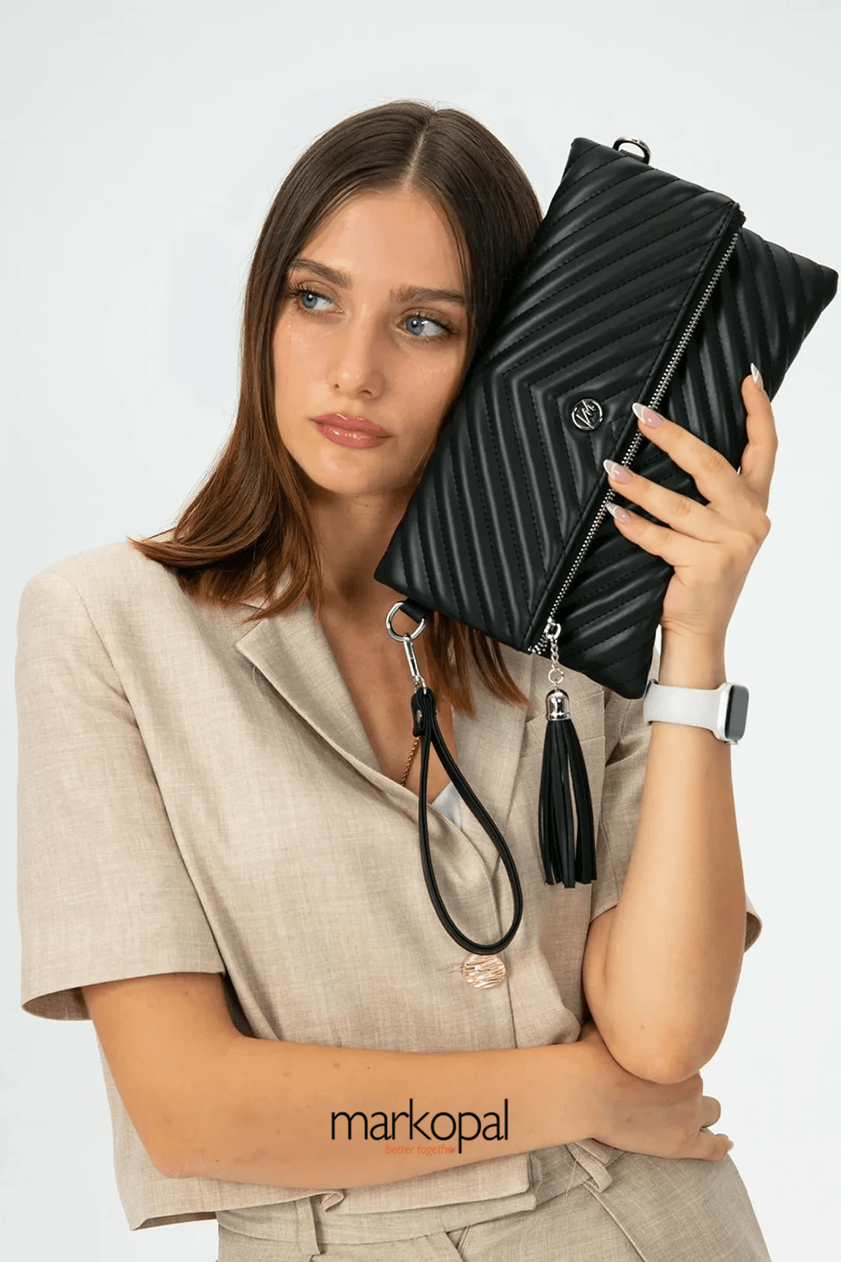 MORCA Kadın Clutch Portföy Çantası Uzun Askılı