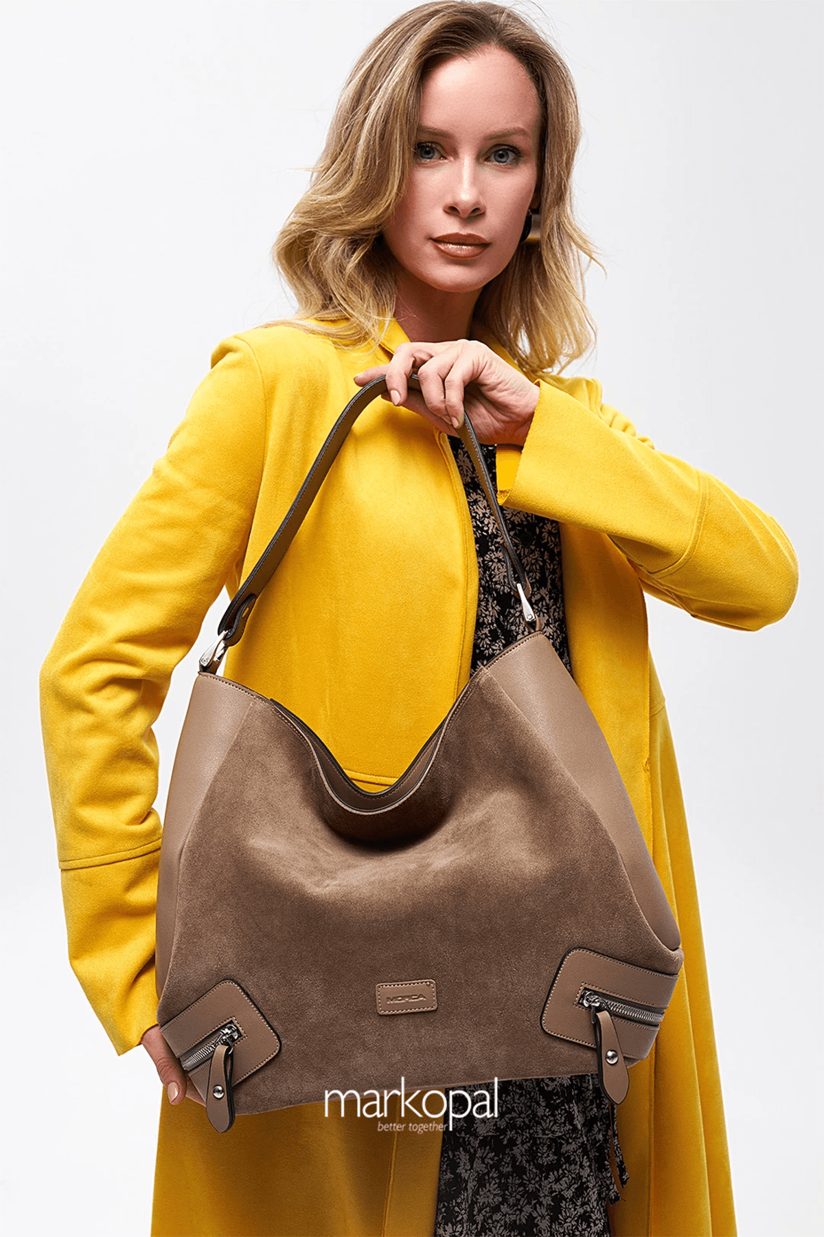 Hakiki Süet Salaş Tote Kadın Omuz Çantası Izg2200-1