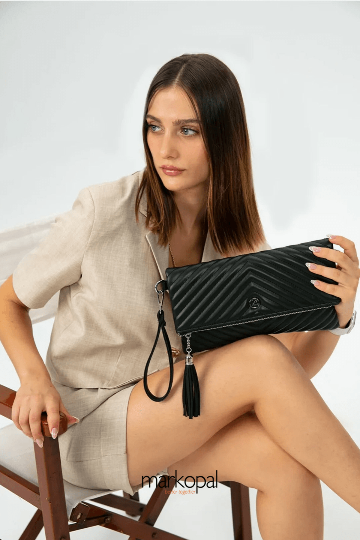 MORCA Kadın Clutch Portföy Çantası Uzun Askılı