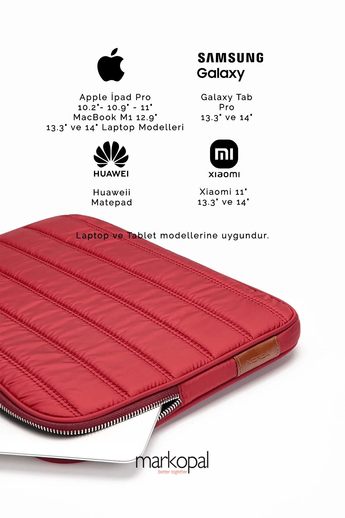 MORCA Macbook Kılıf Notebook Çanta Tablet Laptop Kılıfı 13"-14" Çizgili Su Geçirmez Kumaş Bej