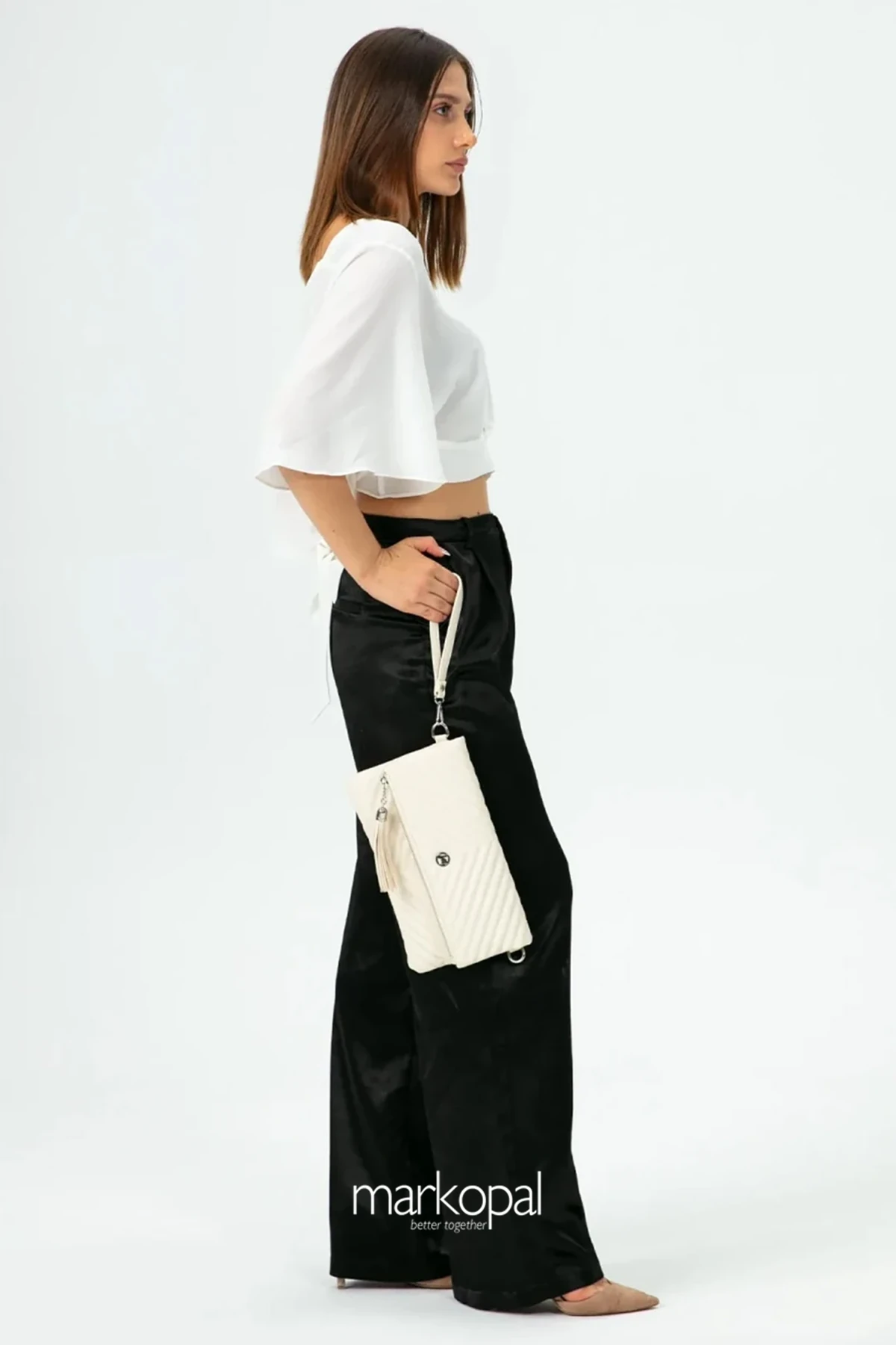 MORCA Kadın Clutch Portföy Çantası Uzun Askılı