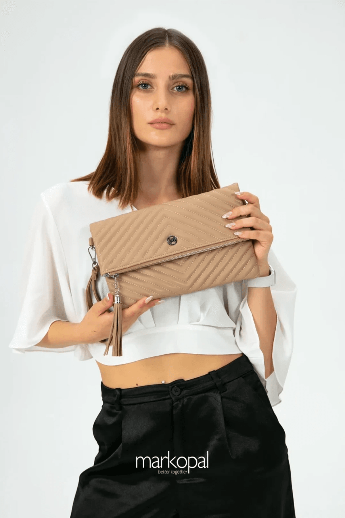MORCA Kadın Clutch Portföy Çantası Uzun Askılı