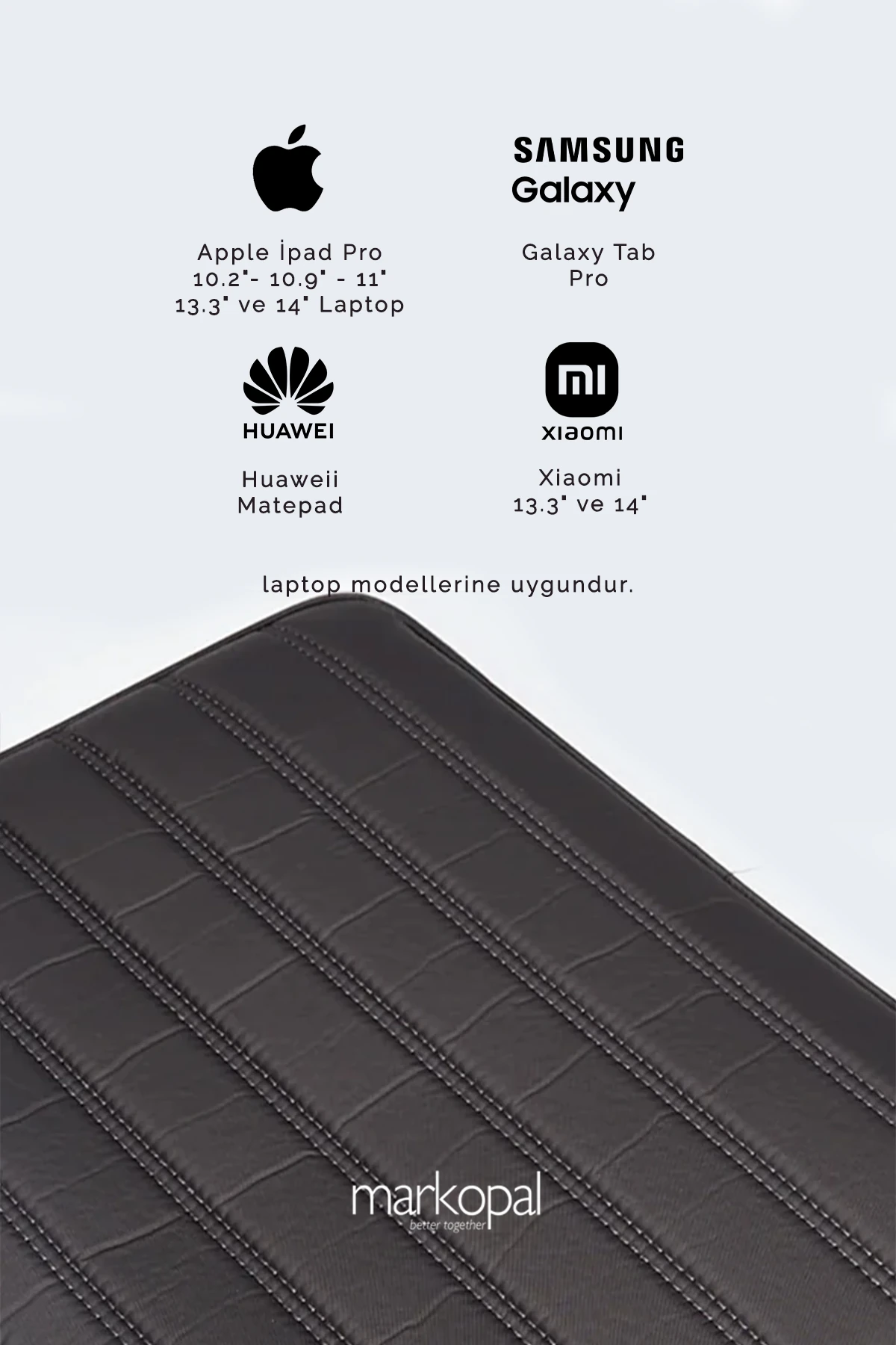 MORCA Macbook Kılıf Notebook Çanta Tablet Laptop Kılıfı 13"-14" Çizgili Su Geçirmez Kumaş Bej