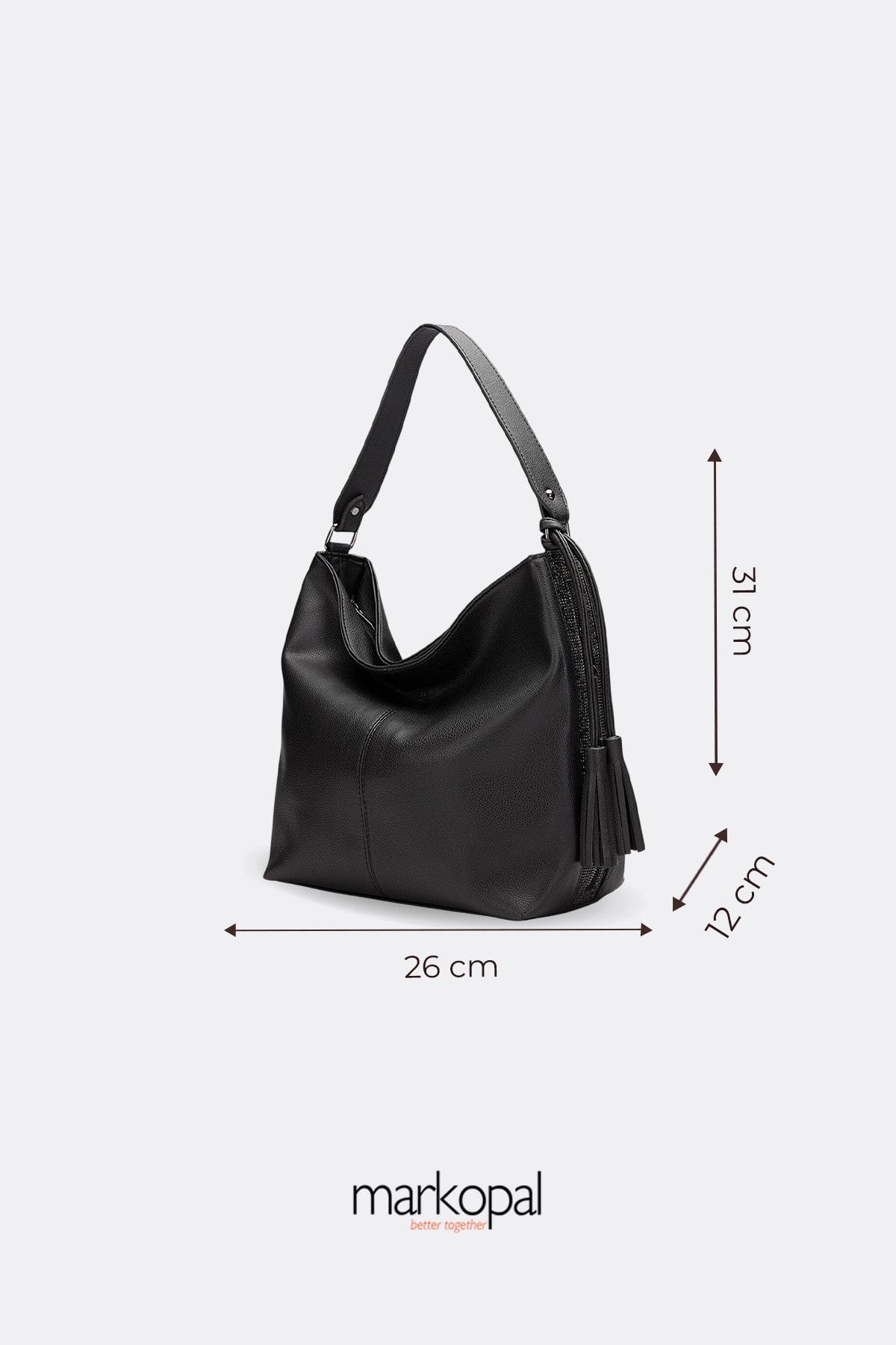 MORCA Kadın Siyah Taşlı Salaş Omuz Çantası IZG1927-1