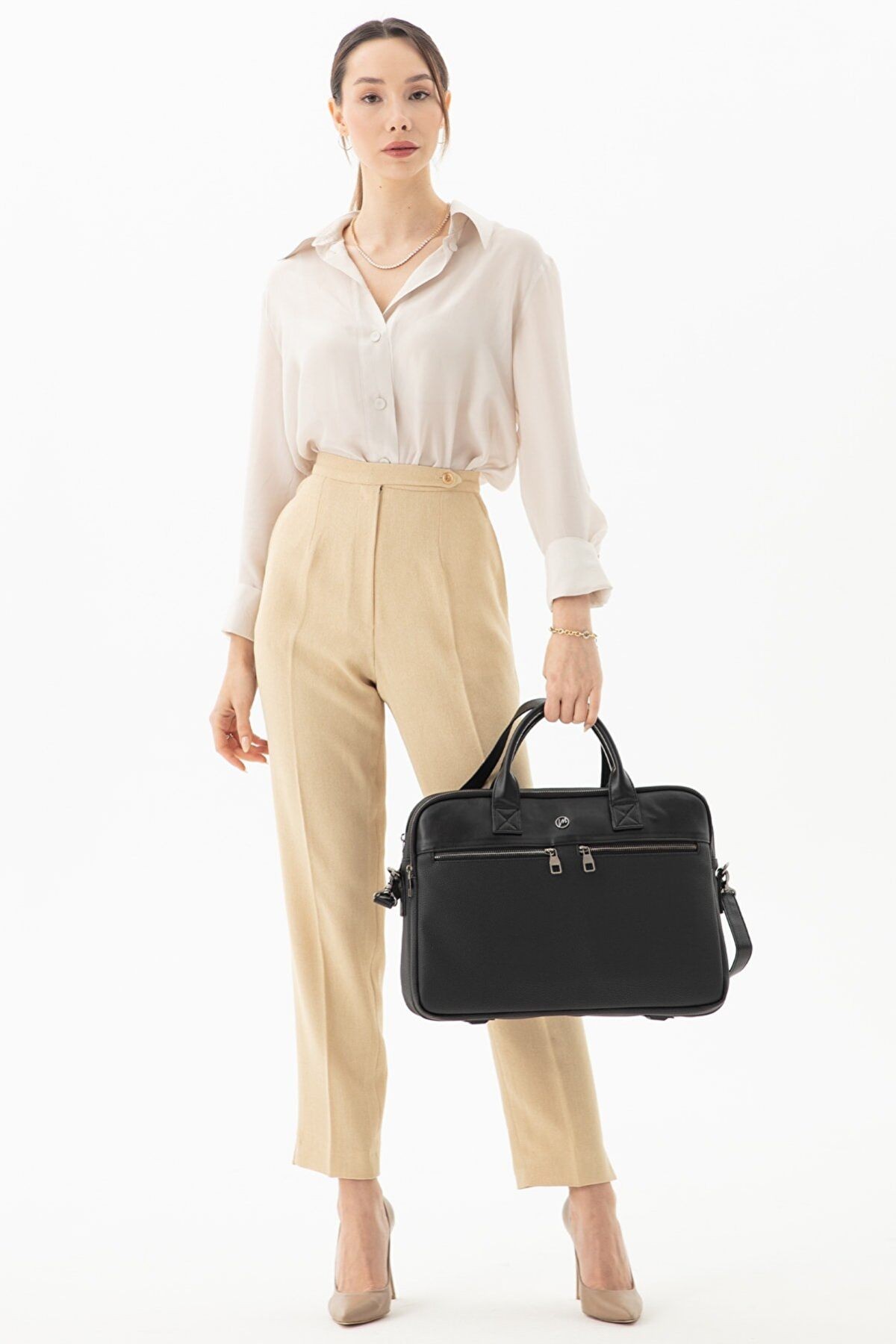 Morca Unisex Laptop Briefcase | 15.6" Vegan Leather, Waterproof Business Bag