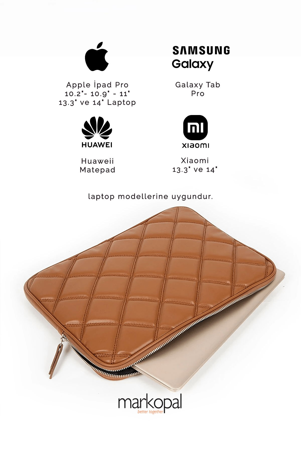 MORCA Kılıf Notebook Çanta Tablet Laptop Kılıfı 13"-14" ve 15"-16" Kapitone Deri