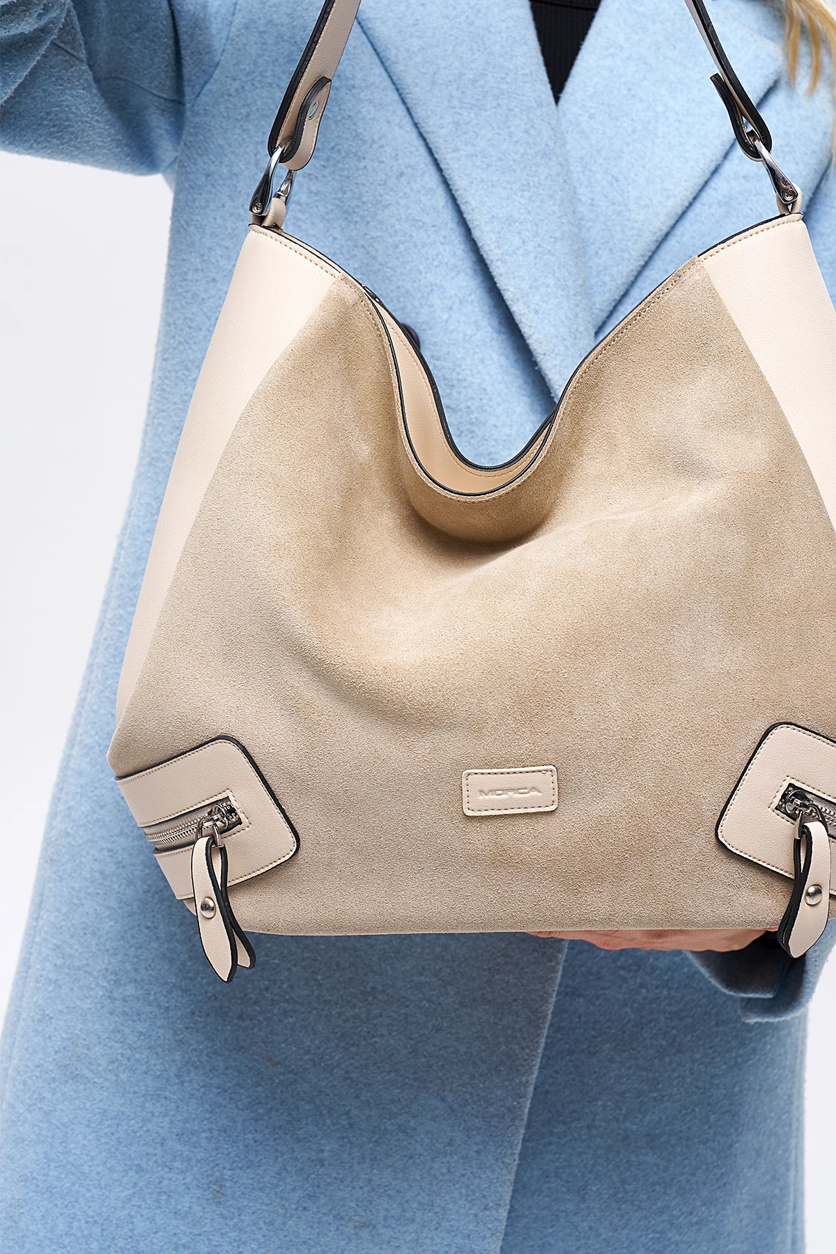 MORCA Hakiki Süet Salaş Tote Kadın Omuz Çantası IZG2200-1