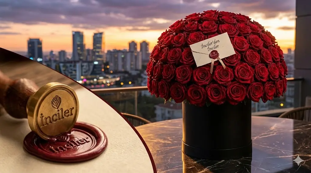 Duygunun Mühürlenmesi ve Buluşma: Notun üzerine basılan mühür mumu detayı ve ardından çiçeğin tüm görkemiyle Ataşehir manzarasına karşı teslimata hazır hali.