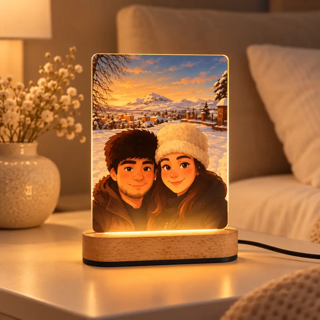Kişiye Özel Yapay Zeka Animasyonlu Fotoğraflı Gece Lambası Sevgiliye Eşe Hediye