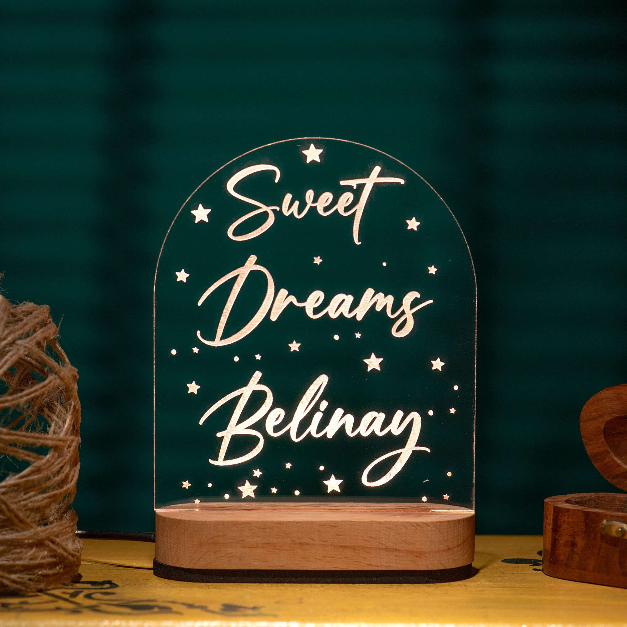 Kişiye Özel Sweet Dreams Yıldızlı LED Gece Lambası