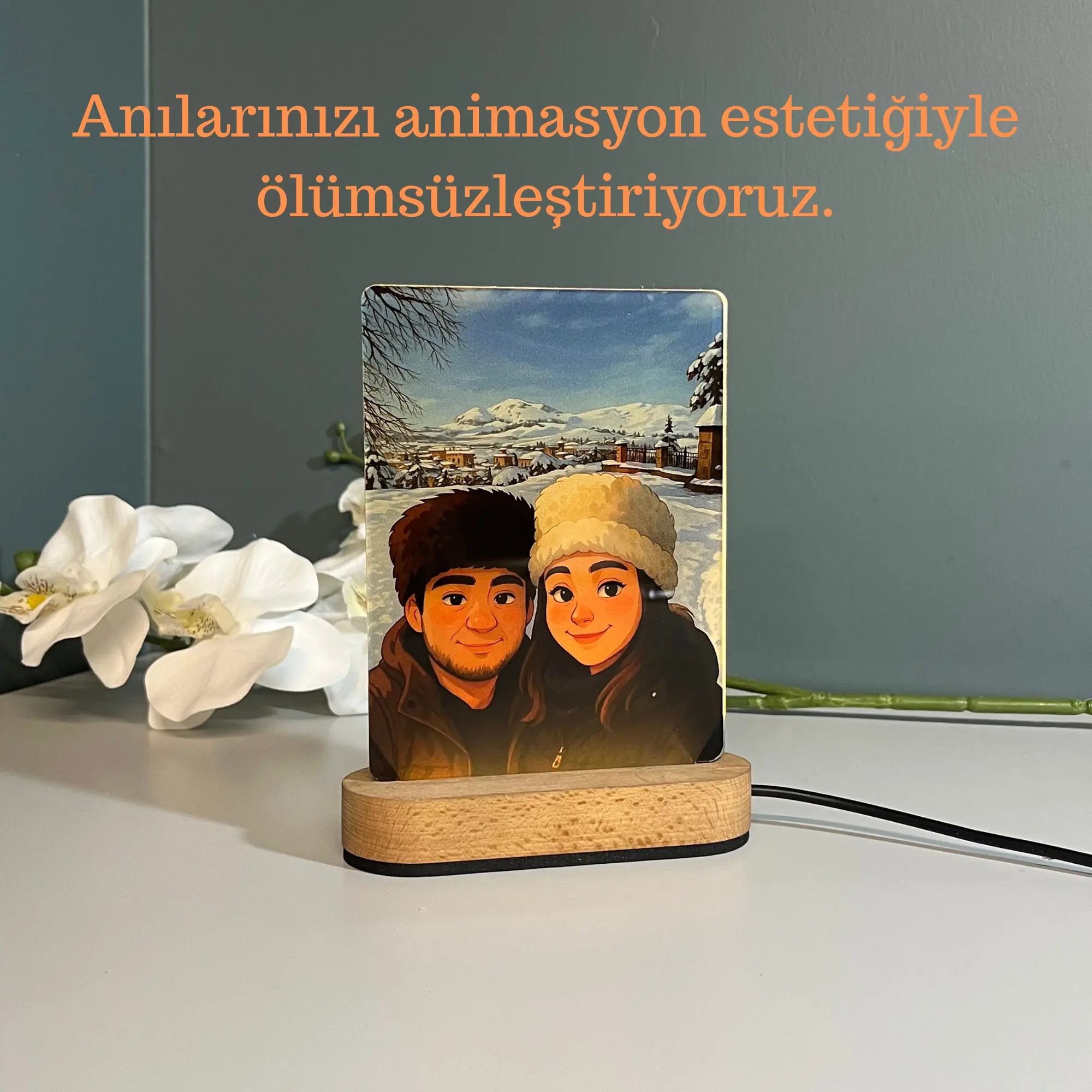 Kişiye Özel Animasyona / Ghibli Dönüşen Fotoğraflı Gece Lambası