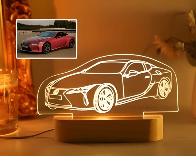 🚗 kişiye özel araç fotoğraflı gece lambası 💡