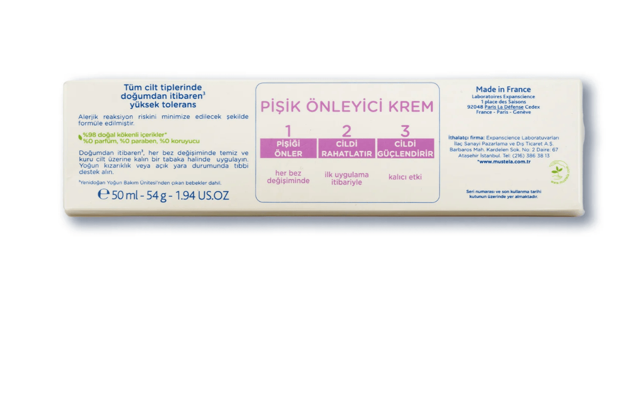 MUSTELA Pişik Kremi: Vitamin Bariyer 1.2.3. Pişik Önleyici Krem 50 ml