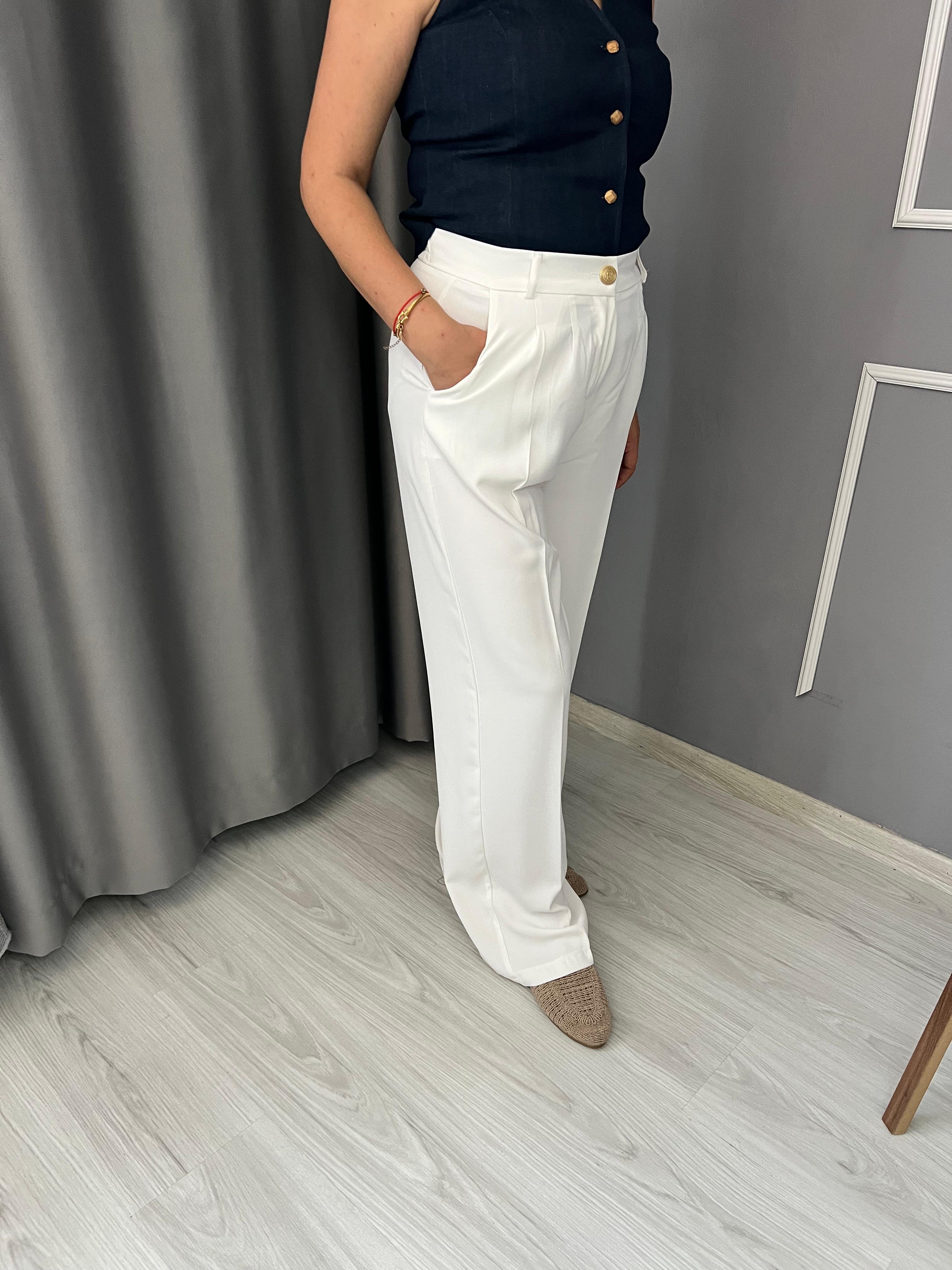 Moresse Premium Palazzo Beyaz Pantolon