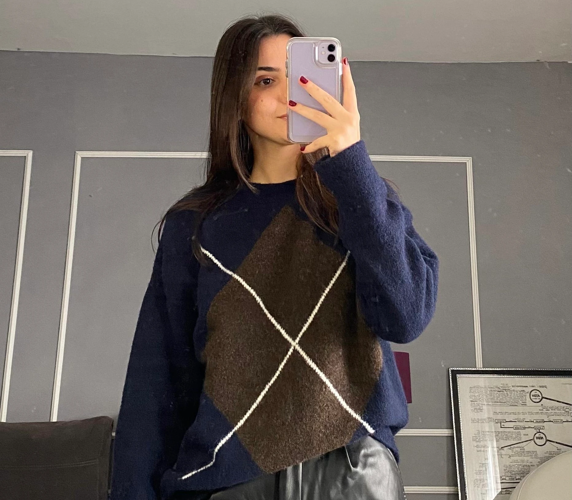 Moresse baklava desenli yumoş kazak