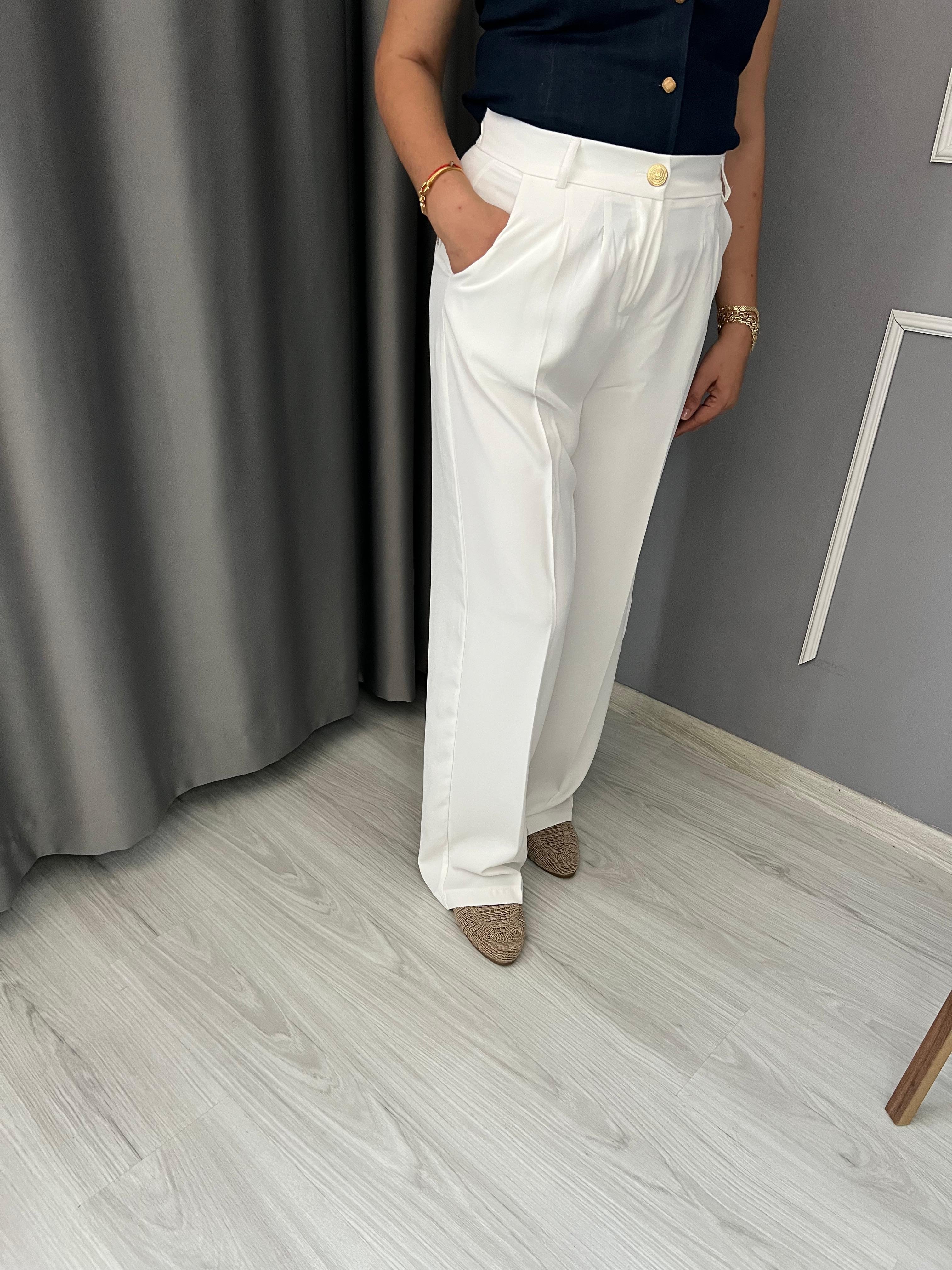 Moresse Premium Palazzo Beyaz Pantolon