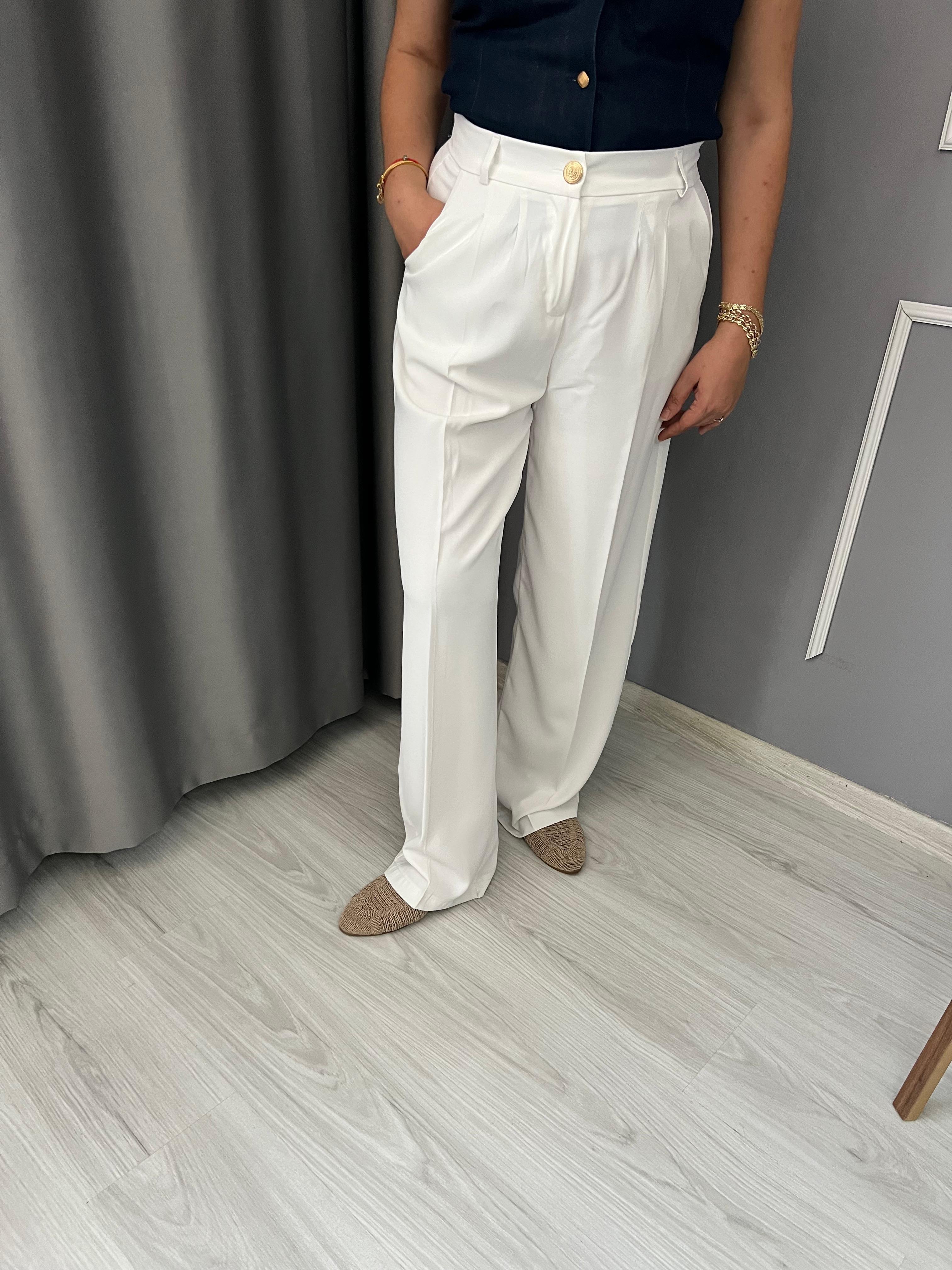 Moresse Premium Palazzo Beyaz Pantolon