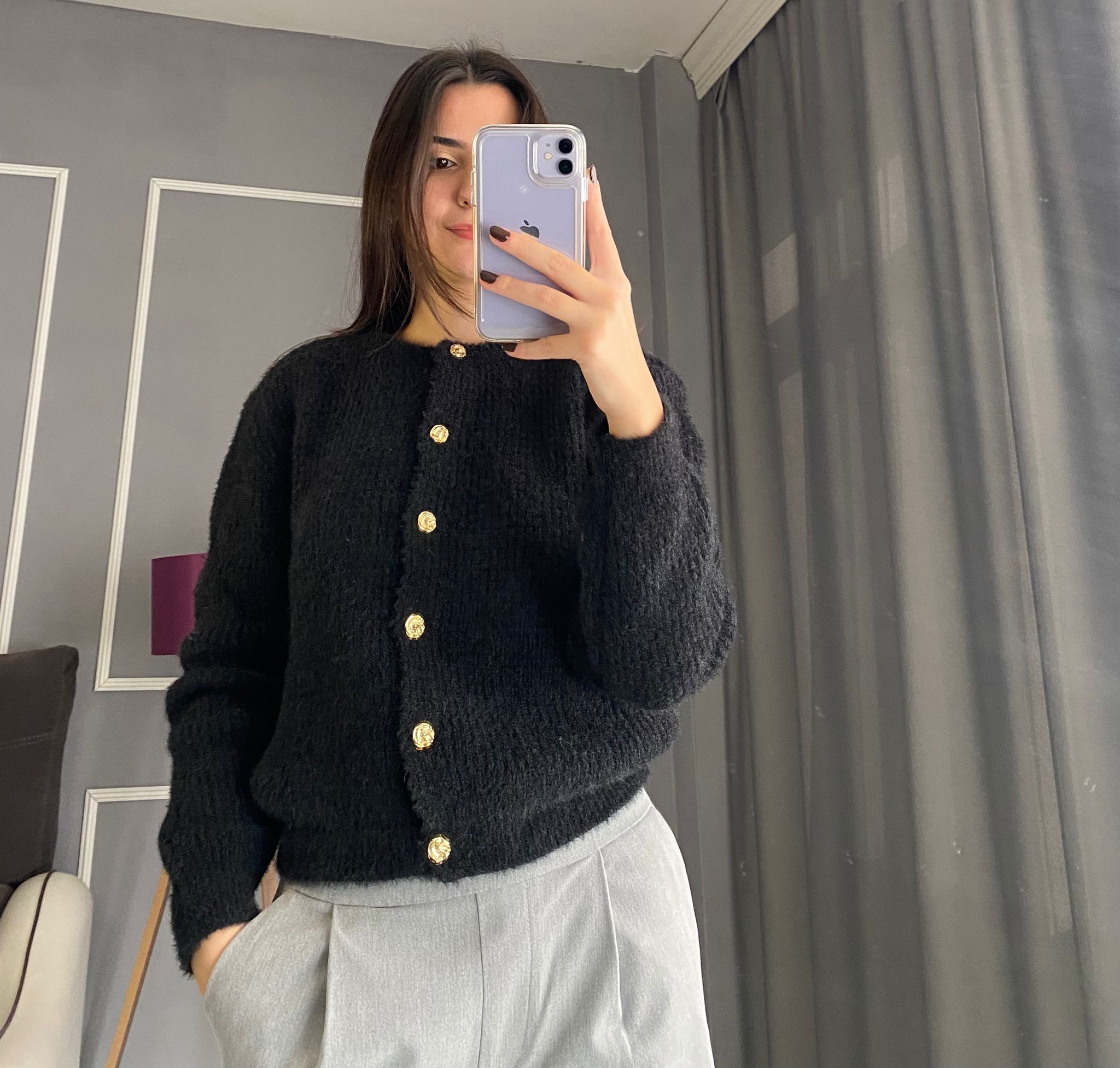 Moresse Gold Düğmeli Triko Hırka