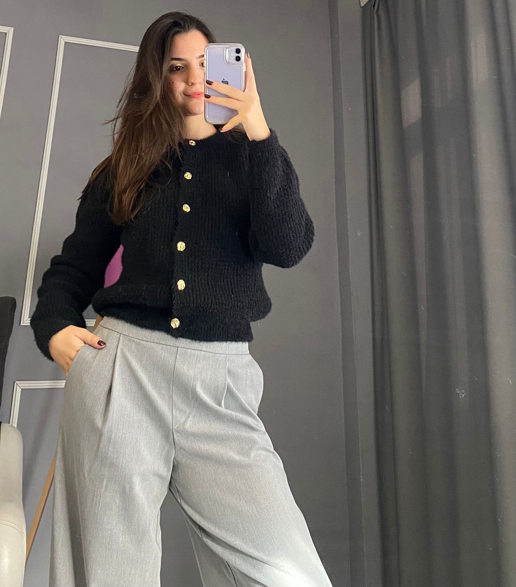 Moresse Gold Düğmeli Triko Hırka