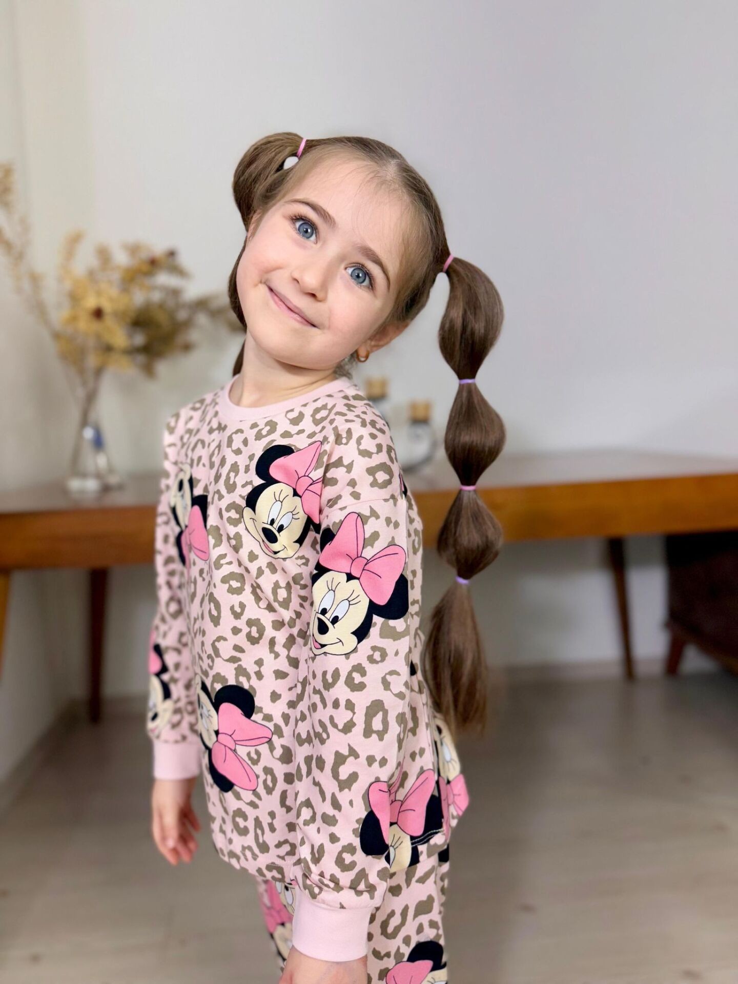 LEOPAR MİNNİE BASKI KIZ PİJAMA TAKIM