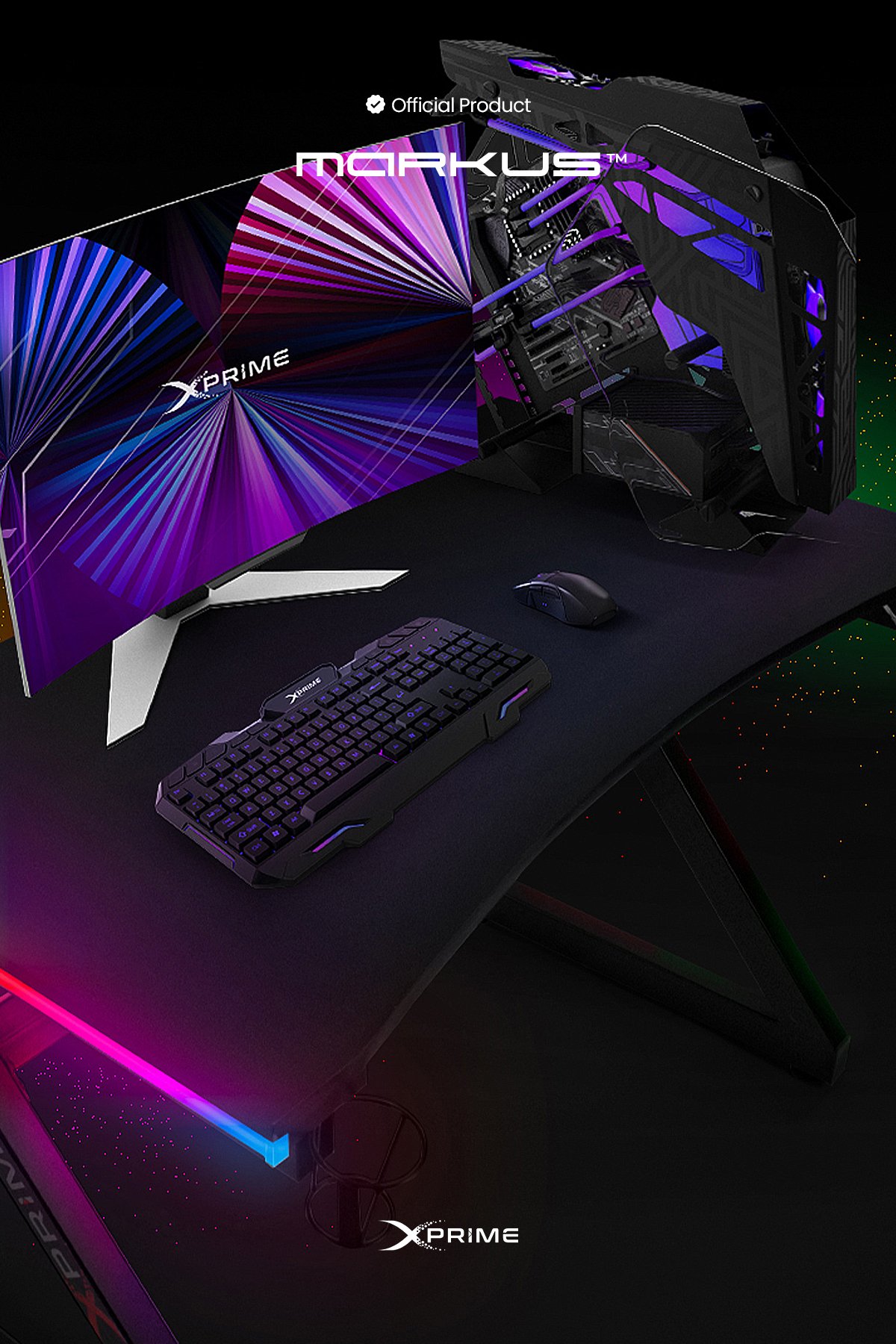 XPrime Markus RGB Ledli Oyuncu Masası