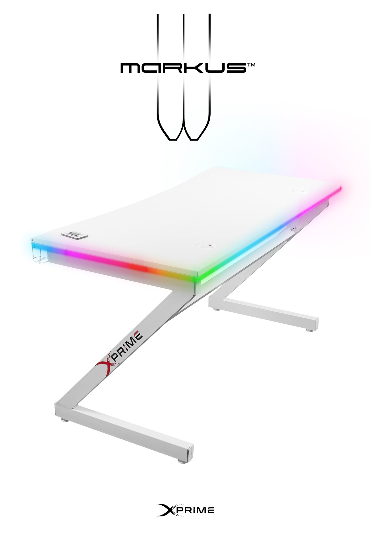 XPrime Markus RGB Ledli Oyuncu Masası - Beyaz