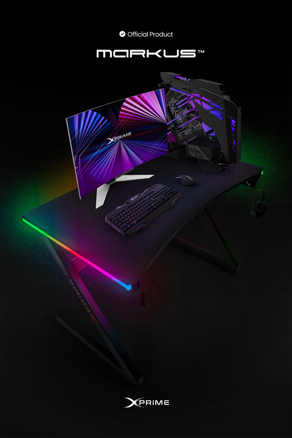 XPrime Markus RGB Ledli Oyuncu Masası