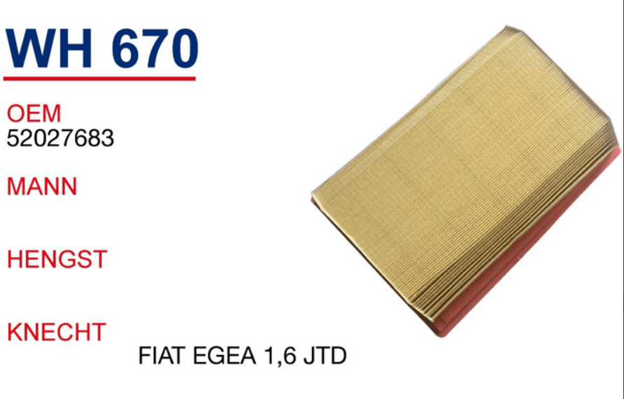 Fiat Egea 2015- 1.3 1.6 Dizel Hava Filtresi Wunder Marka