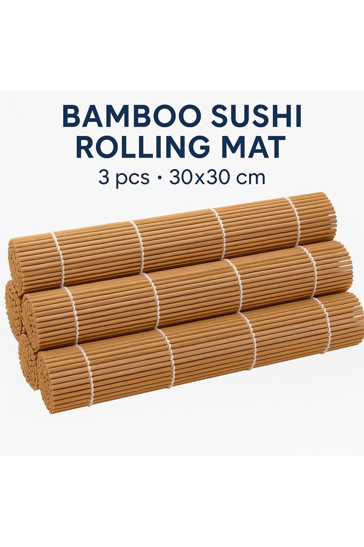 Sushi Nori 50 li Yosun Yaprağı + Bambu Sarma Matı 3'lü Set – 30x30 cm