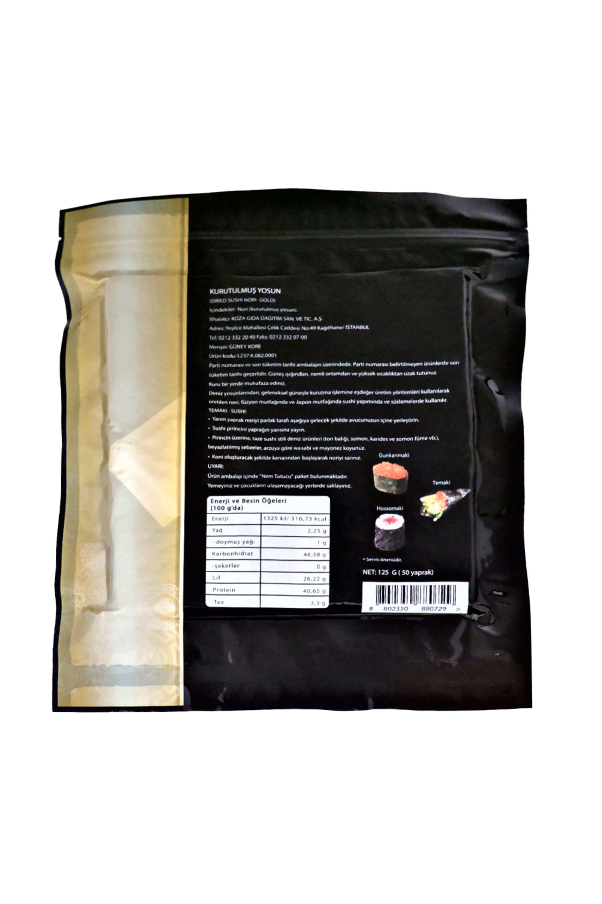 Chefline Sushi Nori (GOLD KALİTE) Yosun – 50 Yaprak, 125 gr | Sushi Için Premium Yosun