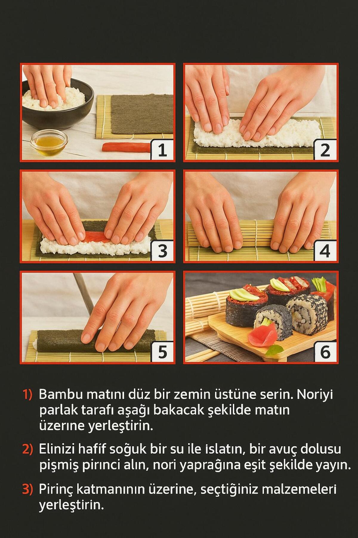 10’lu Nori Yosun Yaprağı + 4x10ml Soya Sosu + 2 Bambu Stick – Sushi Starter Set